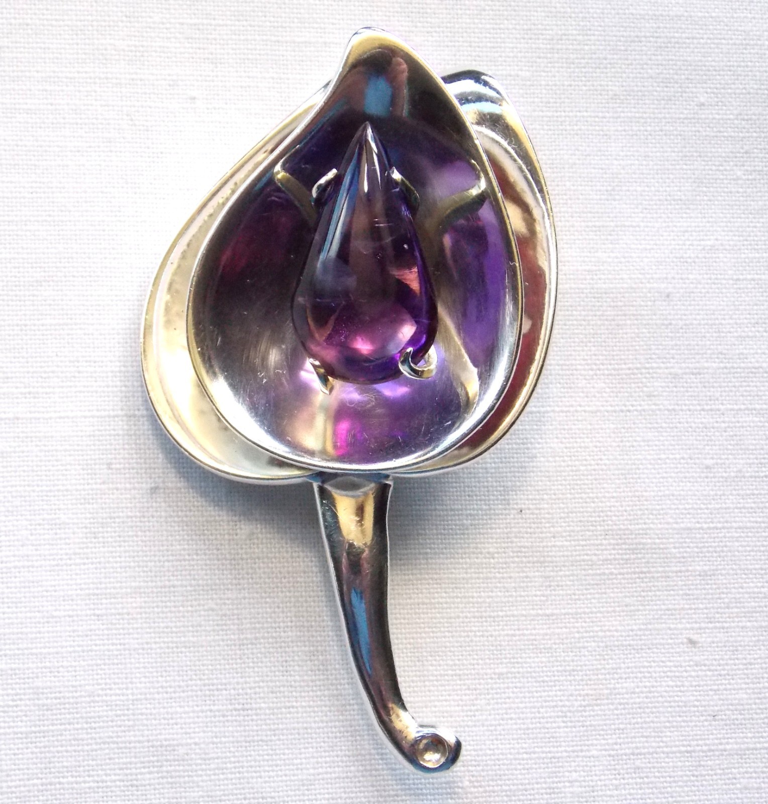 Jorge “Chato” Los Castillo Eagle 5 Sterling 925 Amethyst Taxco Mexico Pin Brooch