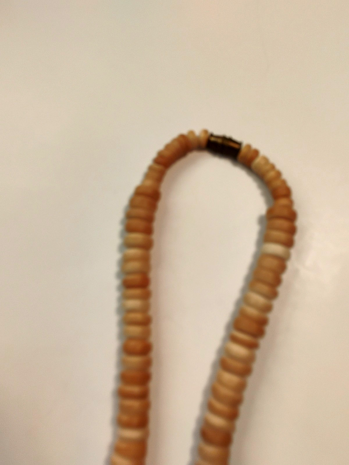 VTG Carved Shell Amber Resin Beads Ethnic Boho African Organic Necklace