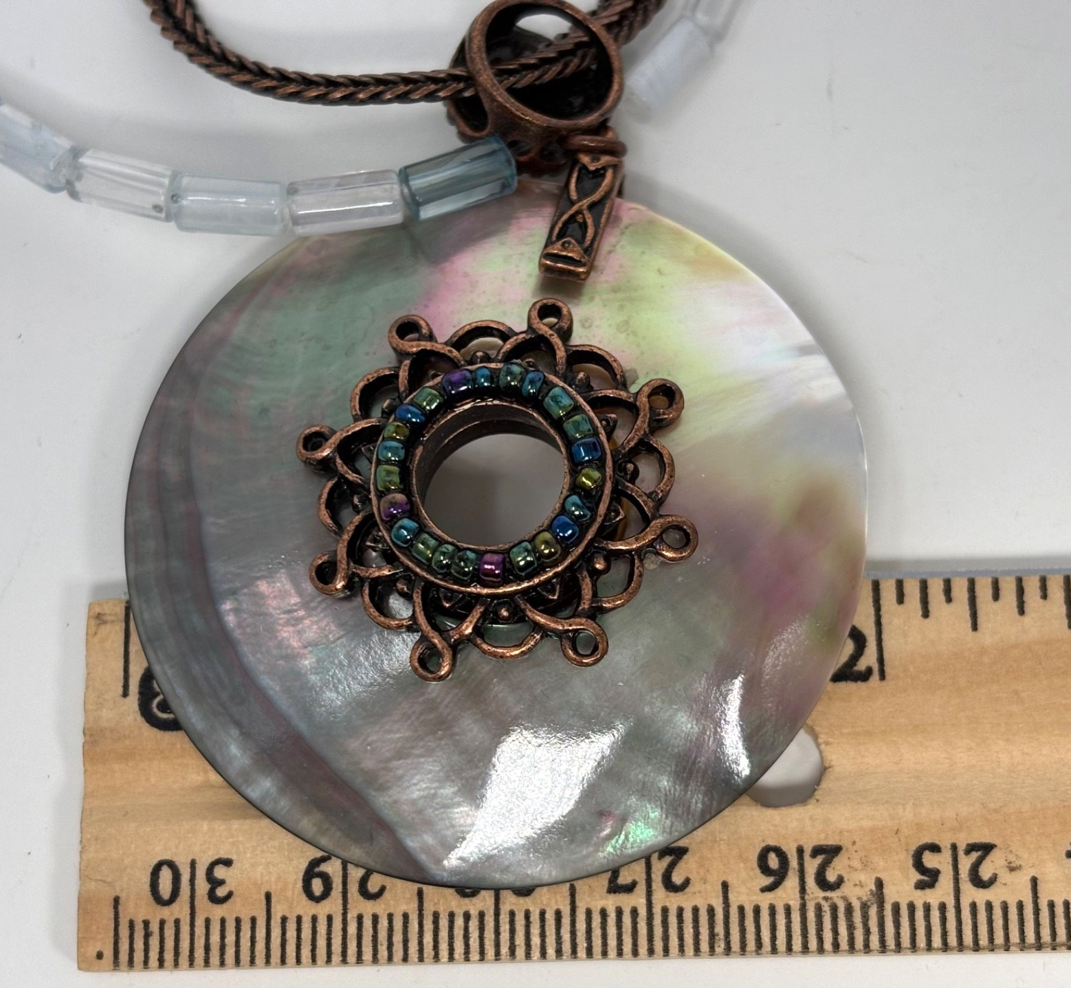 Lot 3 Vintage Costume Jewelry Necklaces Pendants Monet Avon Abalone Blue Beads