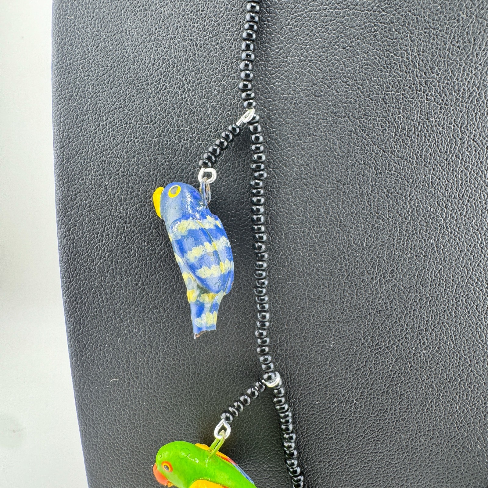 Vintage UPAVIM Guatemala Ceramic Bird Necklace Hand Painted Folk Art Fair Trade