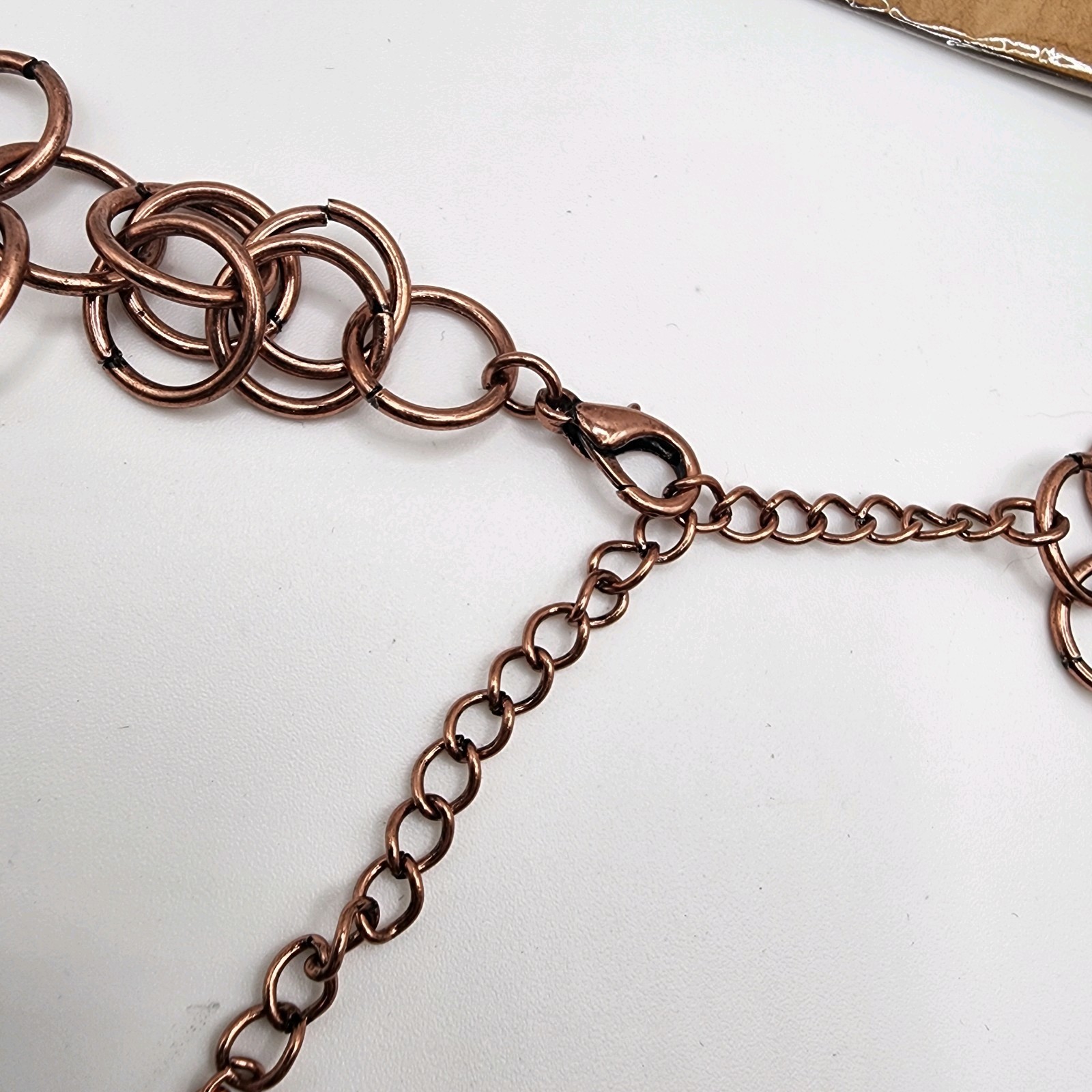 Set Of 3 Vintage Interlocking Circles Gold Copper Tone Necklace/Bracelet/Earring