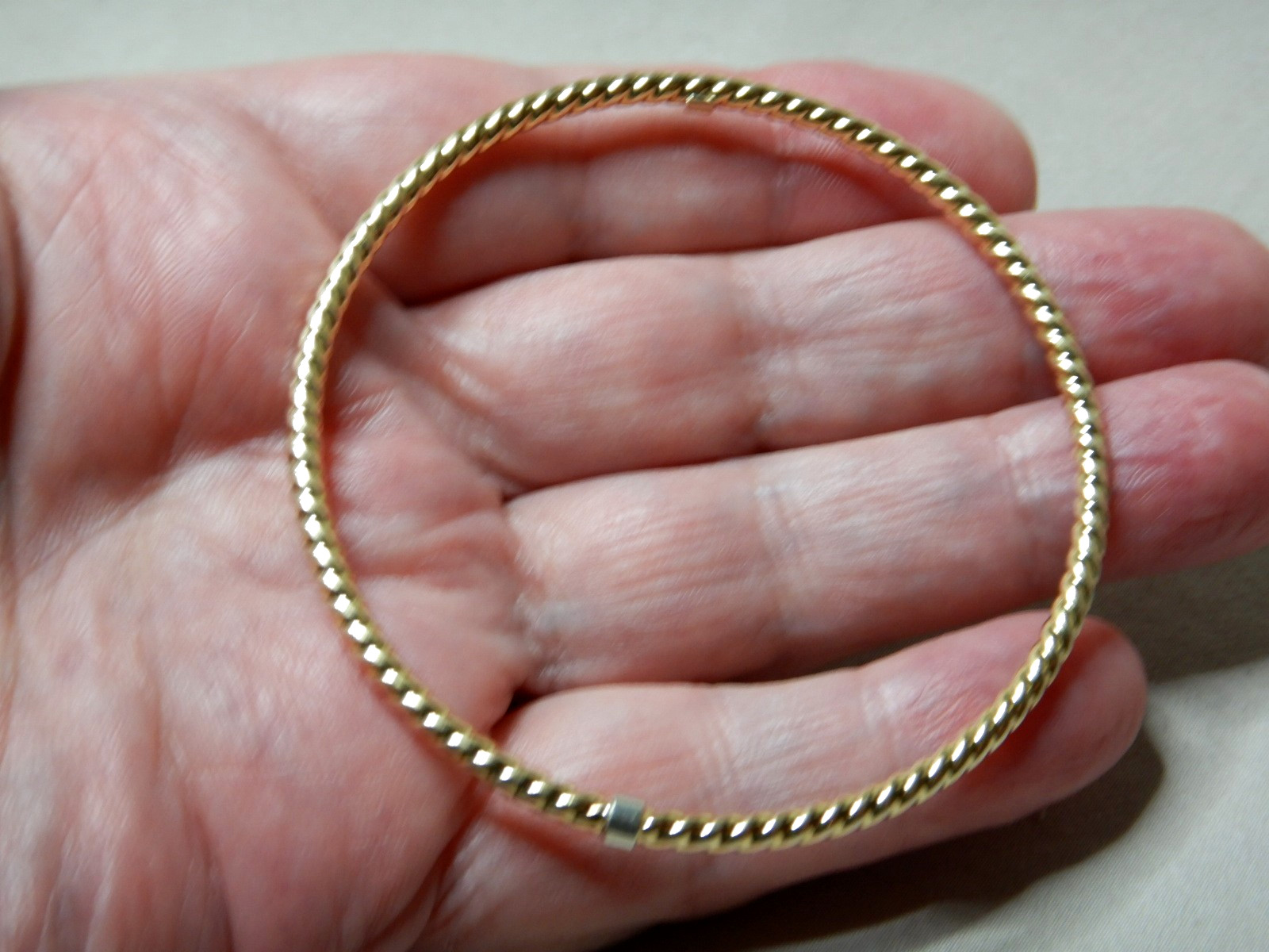 Vintage Italian 9ct Gold Over Sterling Silver Twist Bangle 66mm Interior 4245
