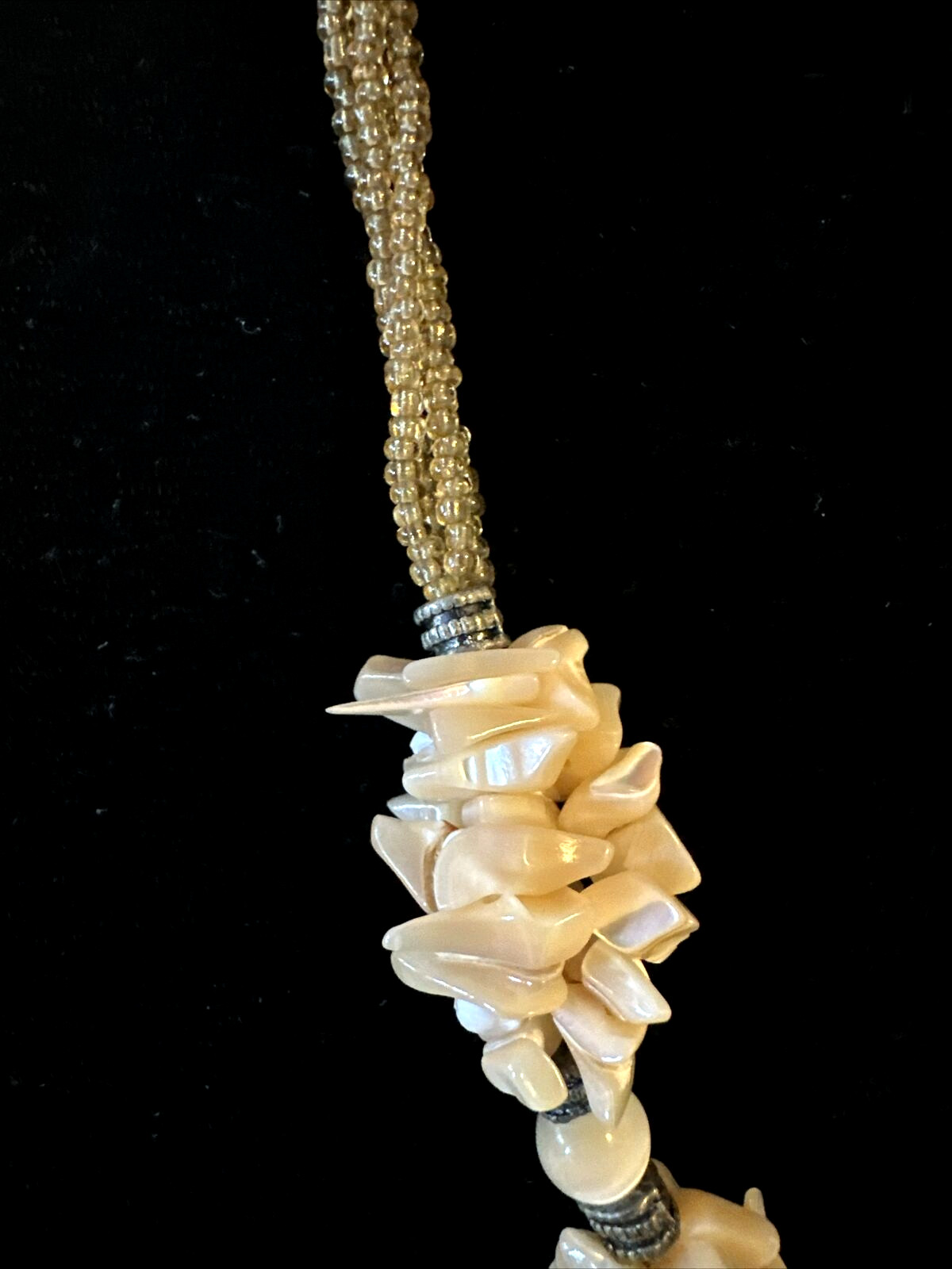 Vintage Shell Abalone Beaded Multi Strand Necklace 20″ and Pendant 2″ – Hawaiian
