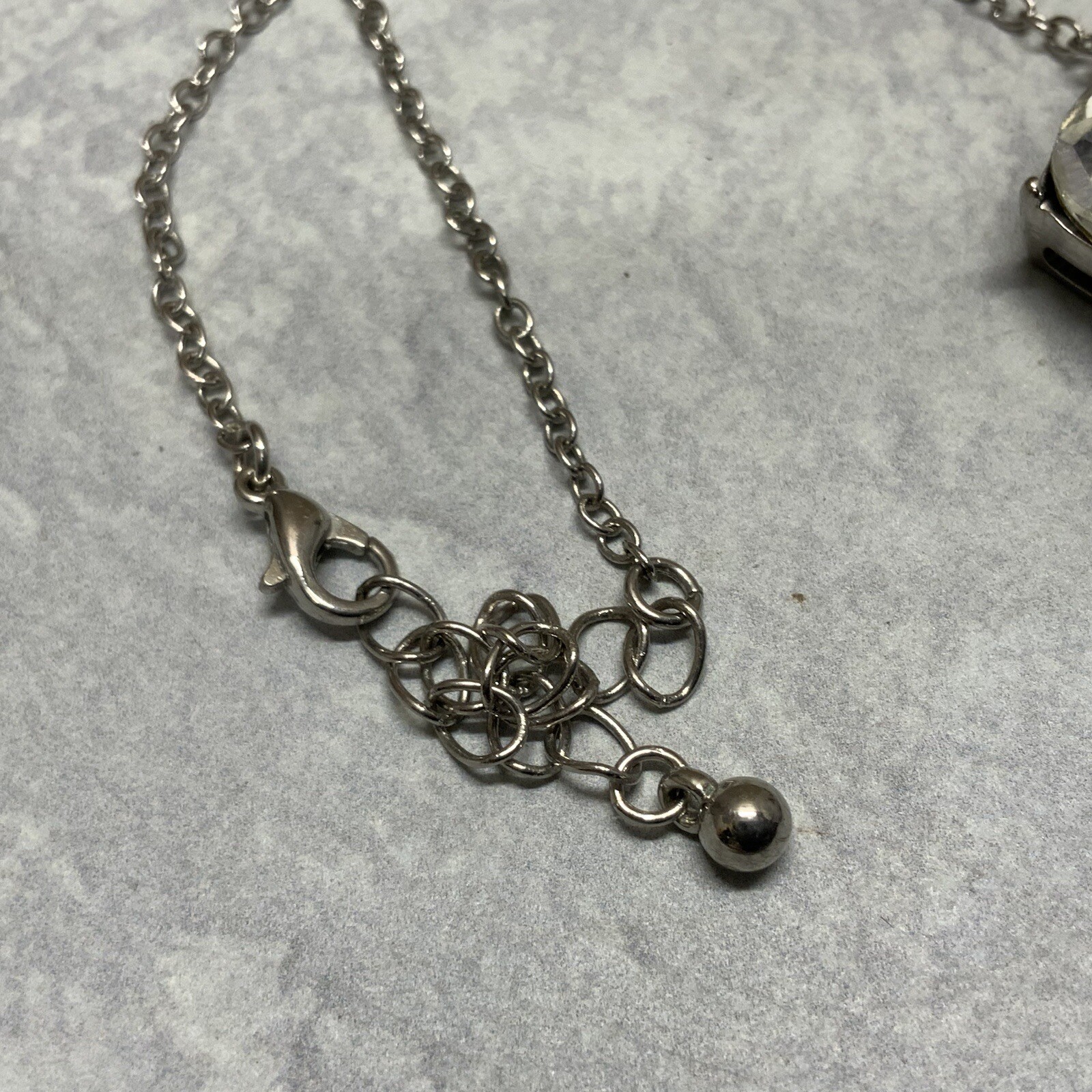 Vintage silver tone square link statement necklace with lobster claw clasp