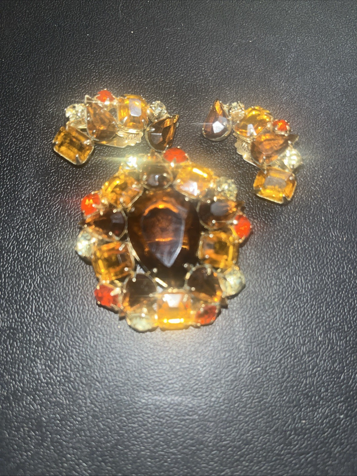 Juliana D &E DeLizza Elster Fall Color Brooch and Earring Set Book Piece #7373