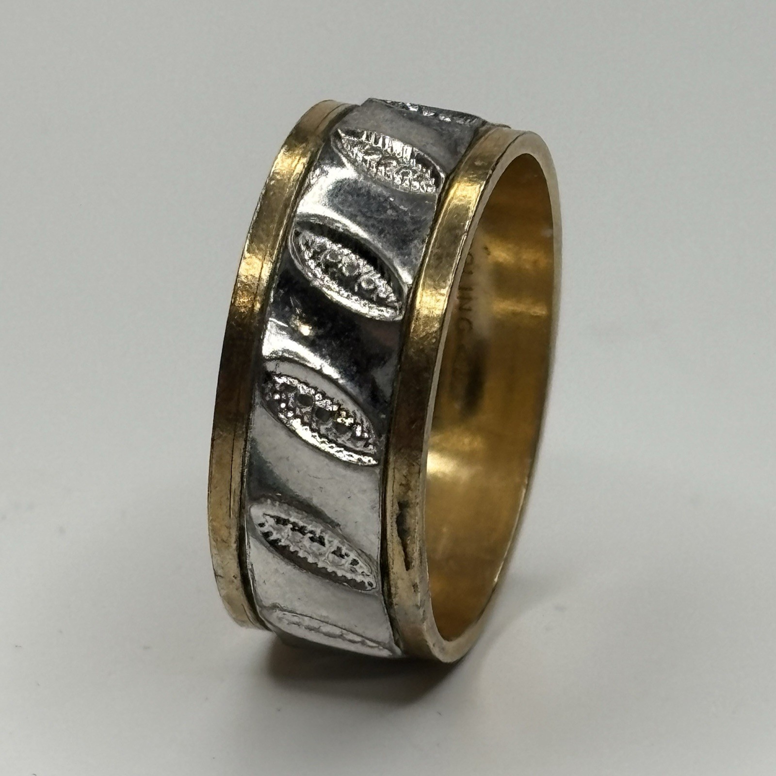 Vintage Clark Coombs 10K GF Sterling Silver Textured Two Tone Band Ring 7