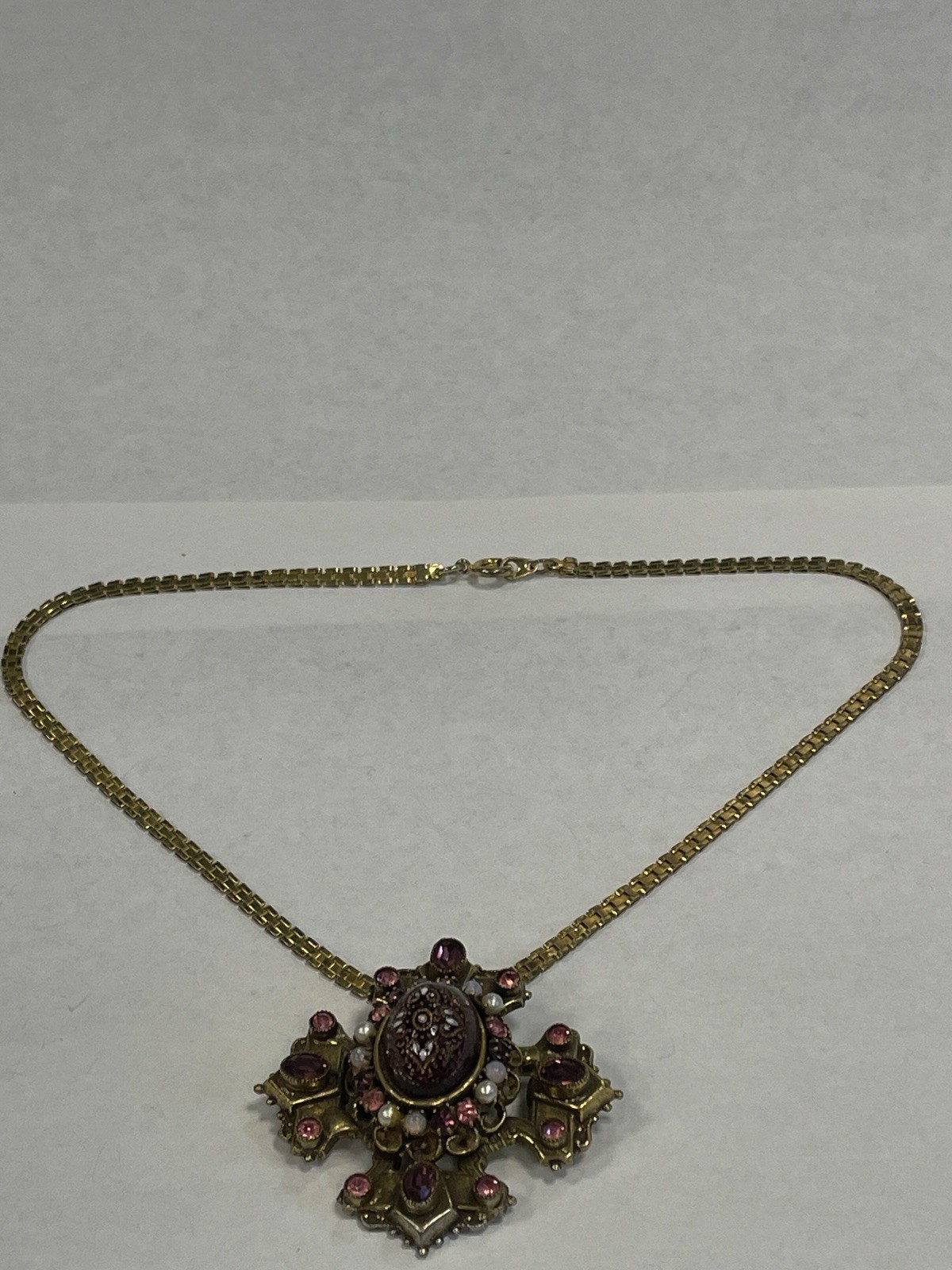 ORIGINAL BY ROBERT VINTAGE MALTESE CROSS RARE PENDANT BROOCH/PIN AWESOME COLORS
