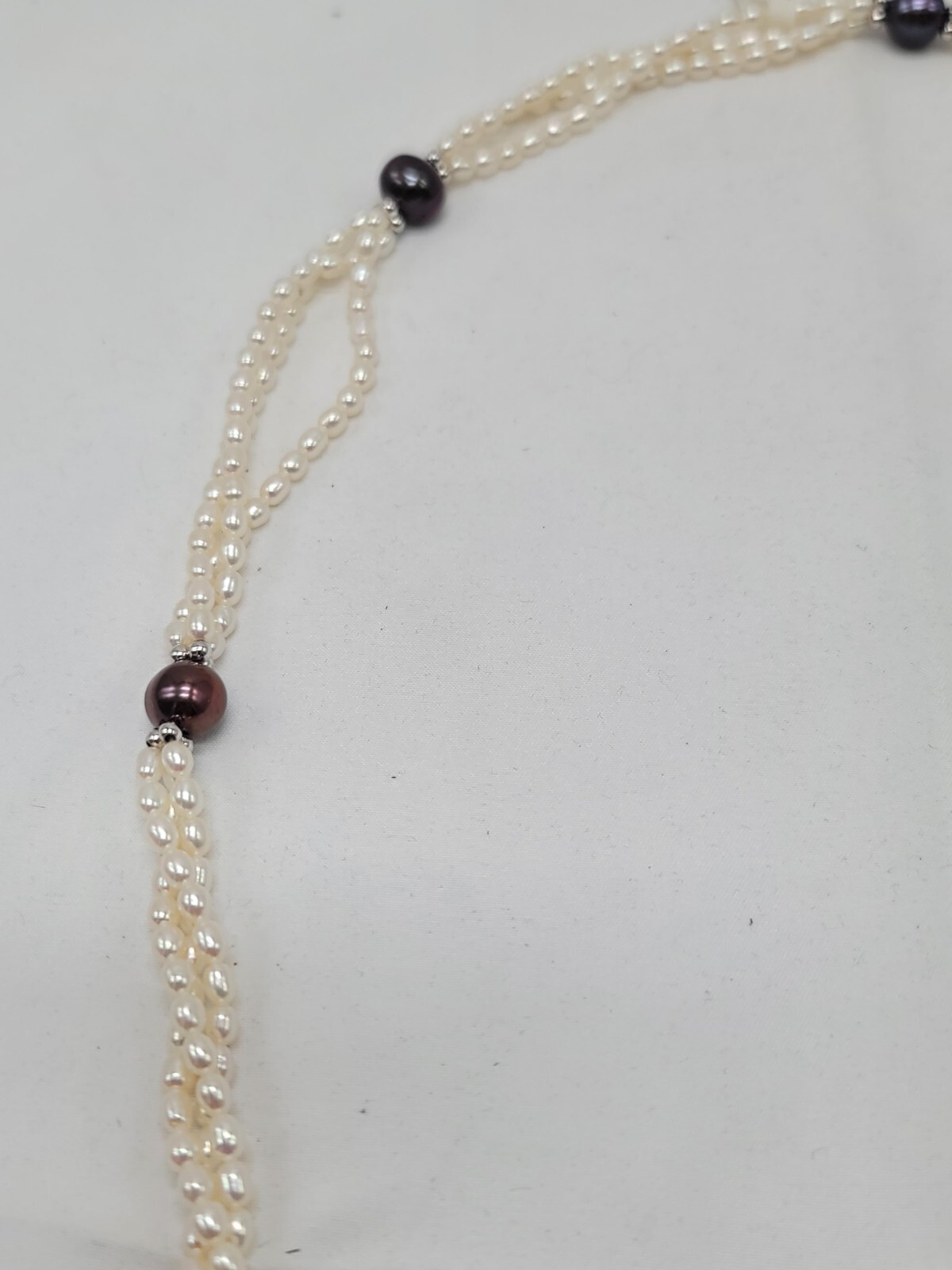 IPS Pearl 3 Strand Sterling Silver Necklace HSN Jewelry New In Box