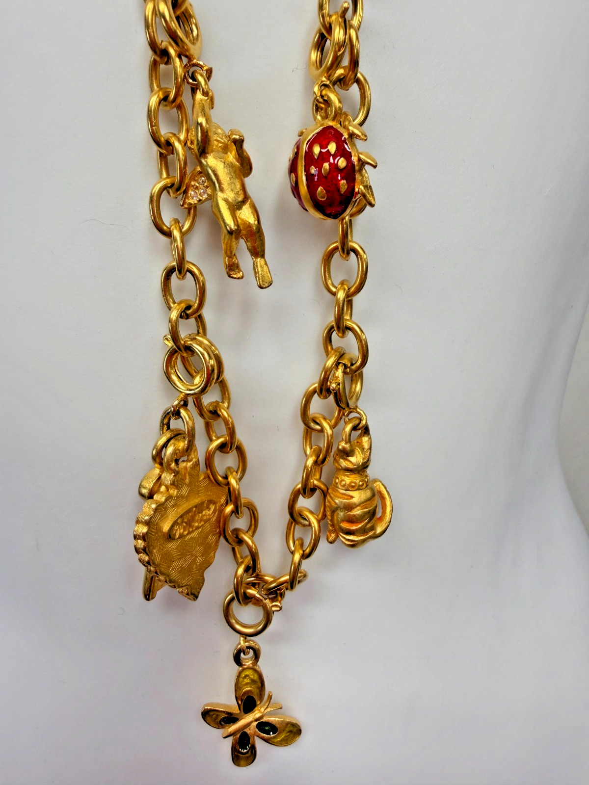 Vintage Bob Mackie Necklace Charms Goldtone 32 Inches Signed