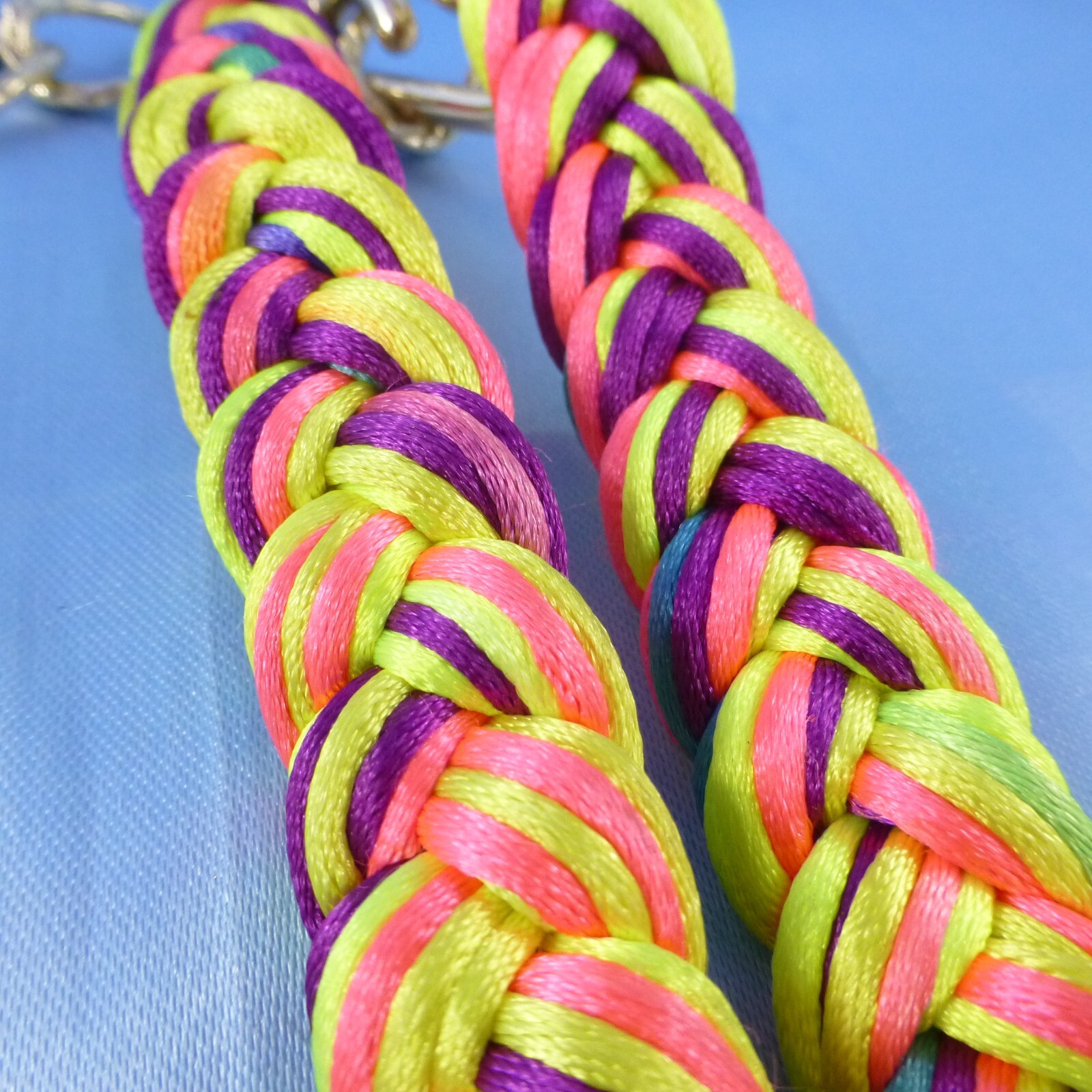 Braided Multi-color Collar Necklace & Elephant Pendant & Purple Rhinestones
