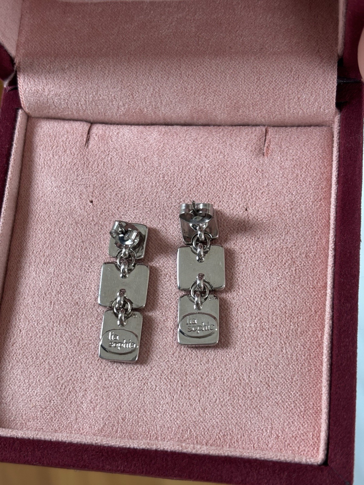 Vintage Lis Sophia silver- tone backed triple iradescent squares