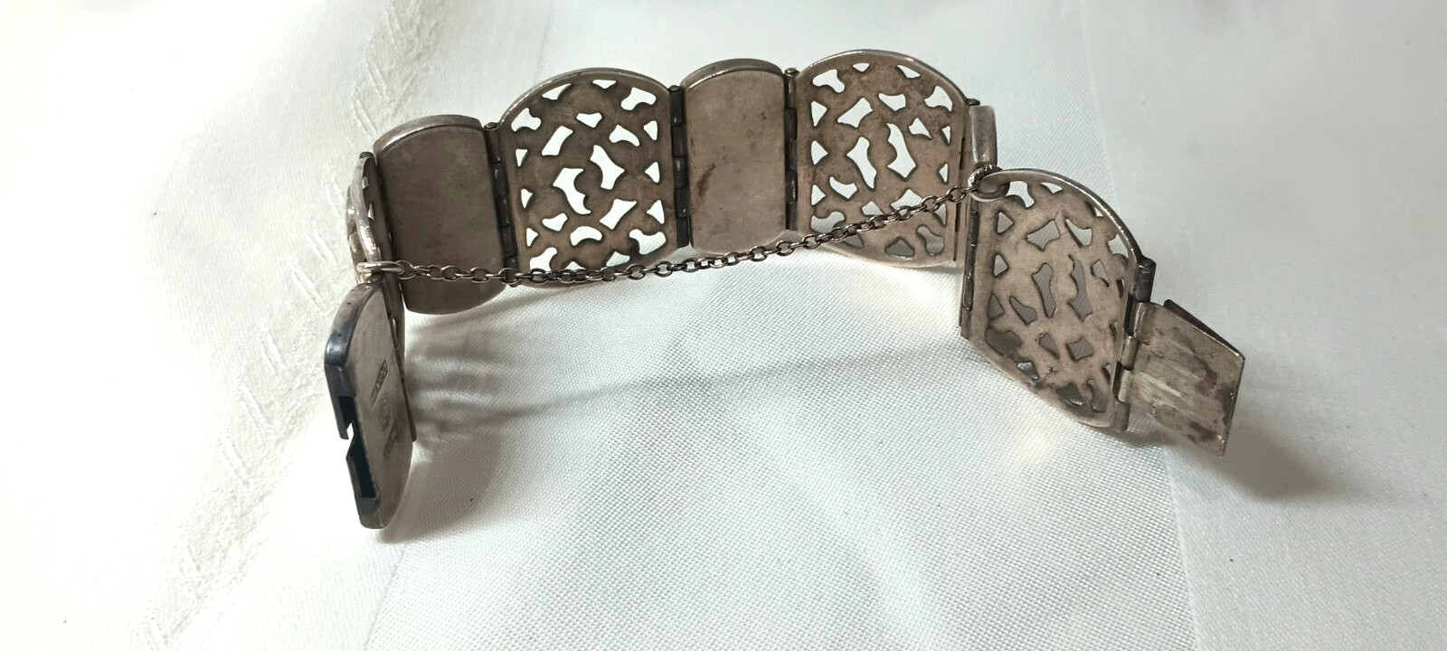 Vintage Cuernavaca Mexico Sterling Silver Panel Bracelet