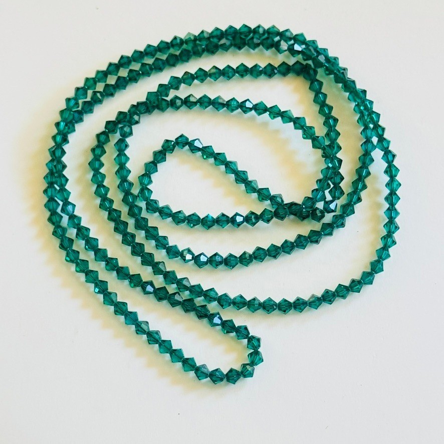 VTG Estate Green Emerald crystal Beads necklace Austrian loose beads Beaded