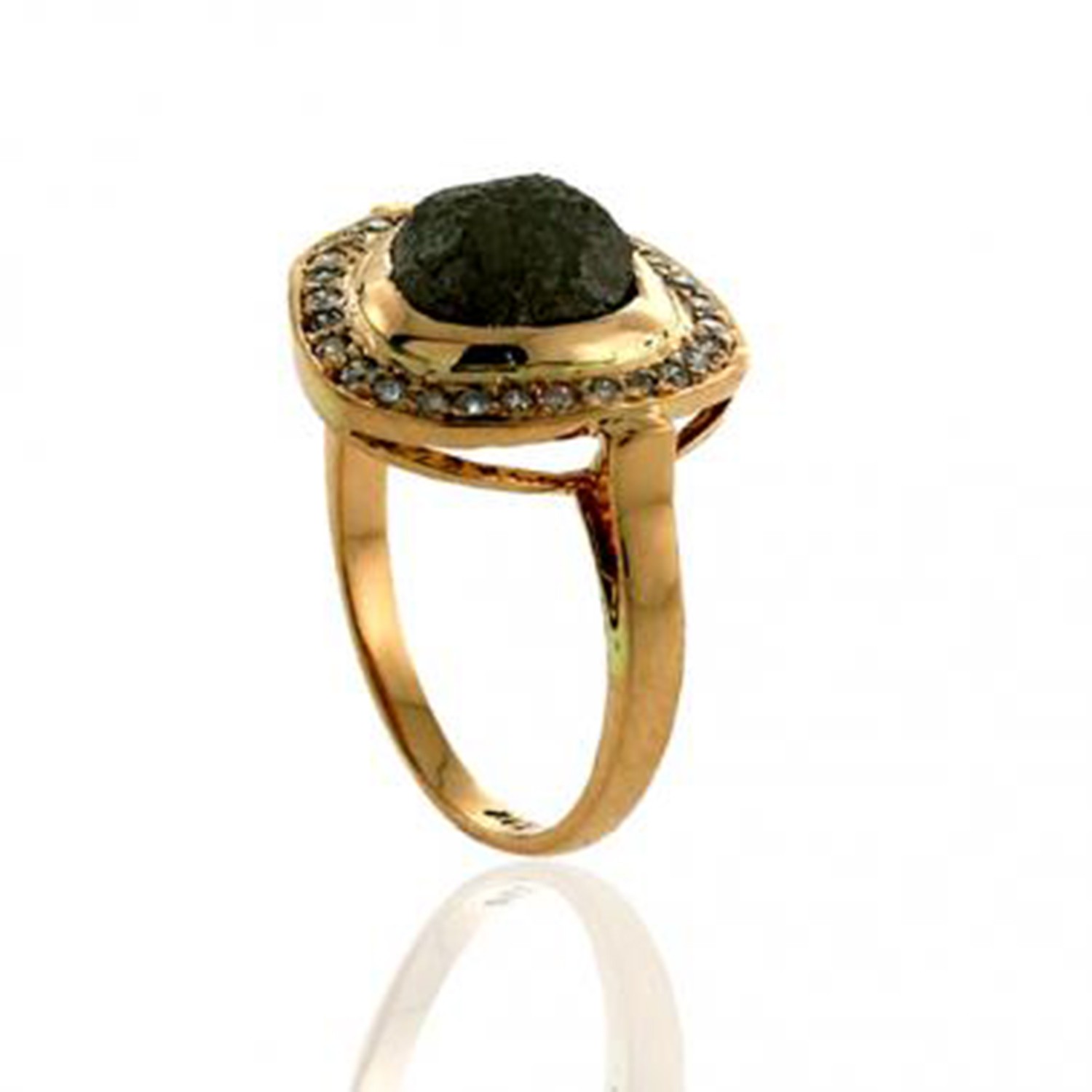 Solid 18K Yellow Gold Real Diamond Antique Ring Women Handmade Jewelry