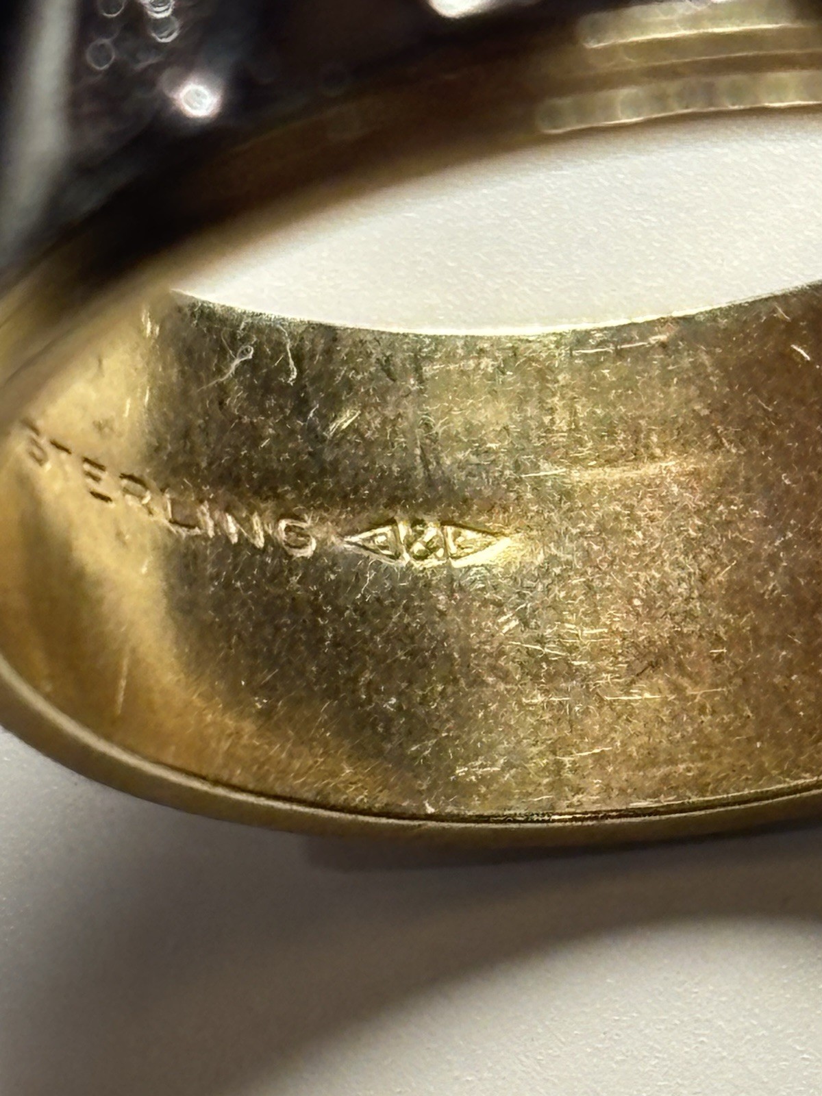 Vintage Clark Coombs 10K GF Sterling Silver Textured Two Tone Band Ring 7