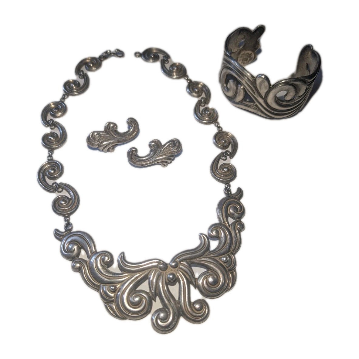 Los Castillo Taxco Sterling Silver Necklace Bracelet Earring Set #366 #461 #475