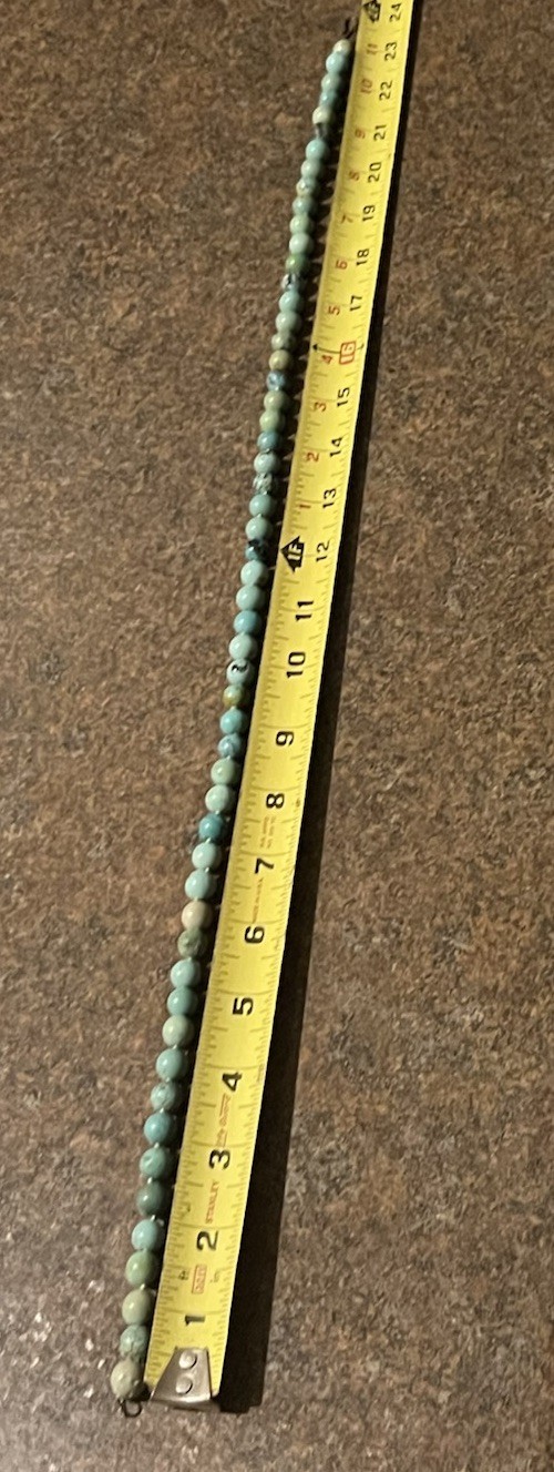 Vintage Hubei Turquoise Beaded Necklace 23.5 in 70 Gram 10.1 mm Double Knotted