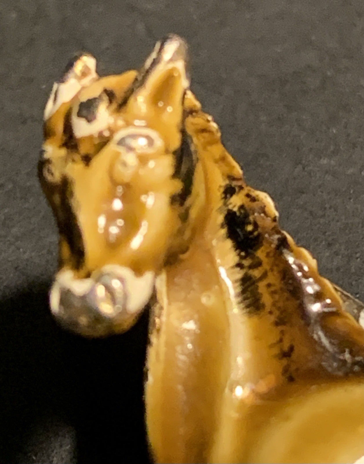 Gold Tone Enamel Paint Horse Equestrian Brooch Vintage