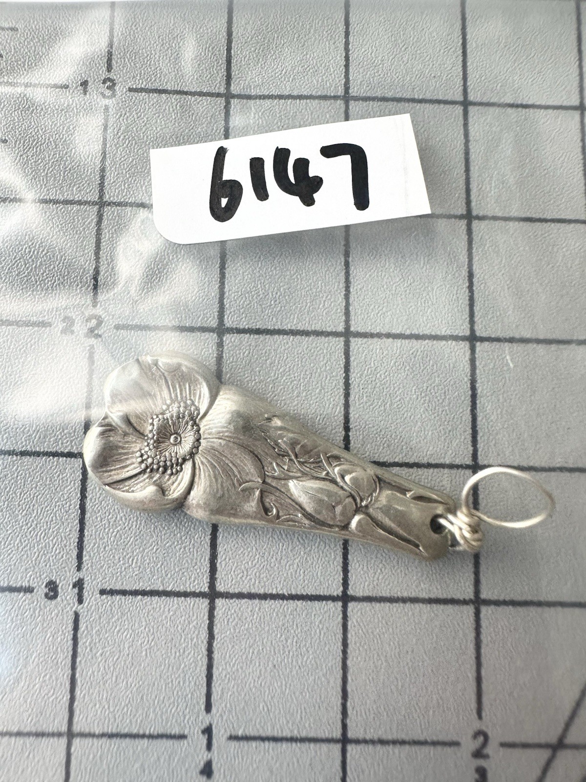 Vintage Silverplate Flatware Floral Flower Pendant