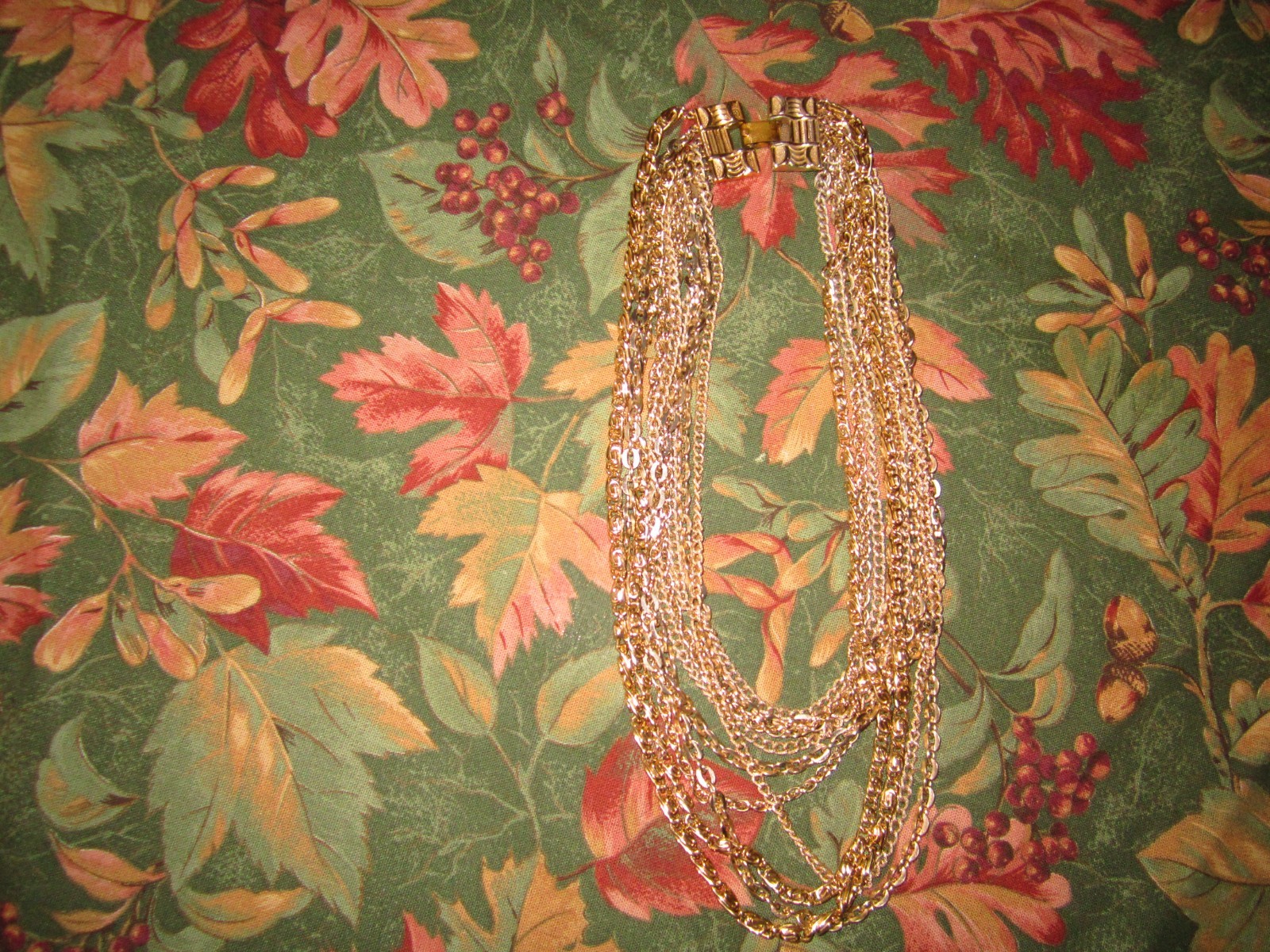 Vintage Signed GERMANY light weight multichain 15”-17” necklace in gold tone