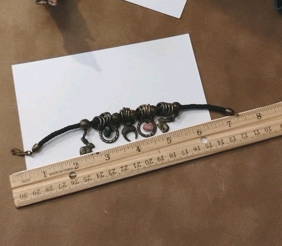 Boho Vibes! Rabbits, Real Stones, Bronzy Toned Leather Cord Charms Bracelet!