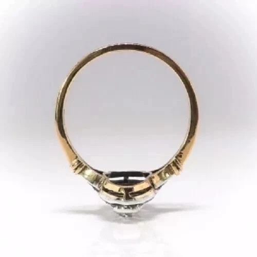 Art Deco Style Round Cut Lab Created Diamond 14K Yellow Gold FN Wedding Ring