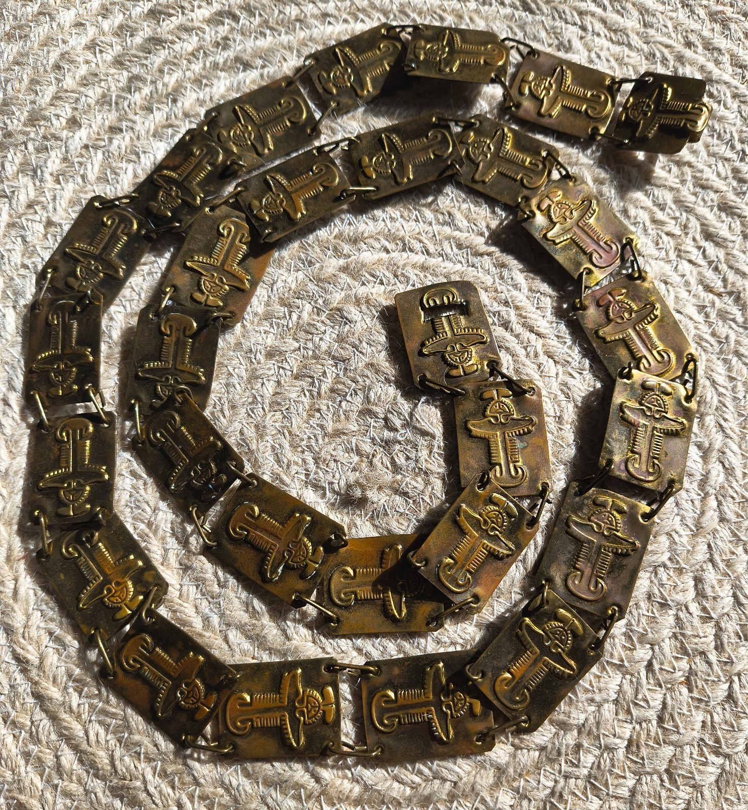 Vintage MCM Brass Link Necklace or Belt Brutalist Modernist