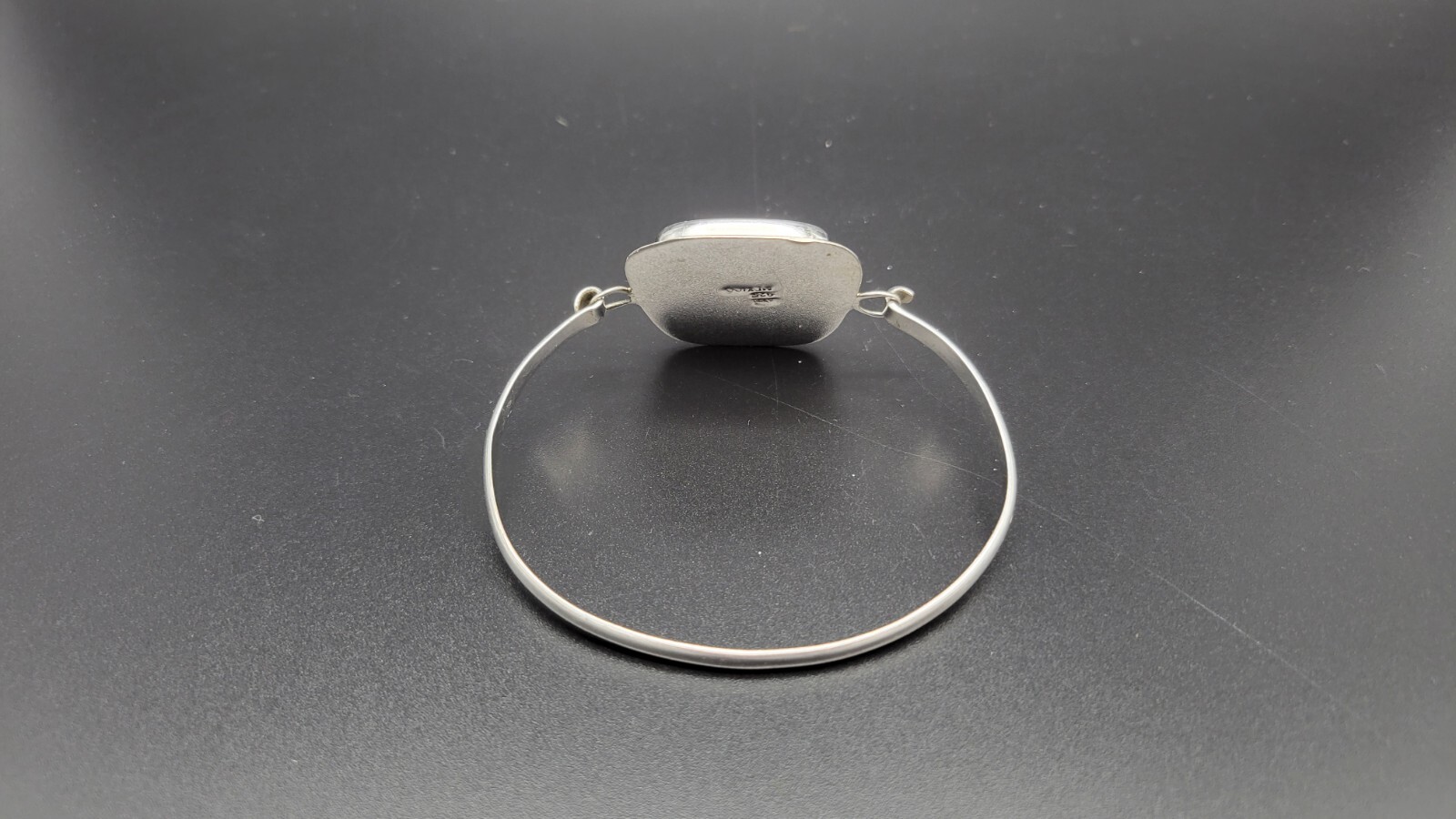 ATI Sterling Silver Turquoise Side Open Bangle Bracelet, Mexico