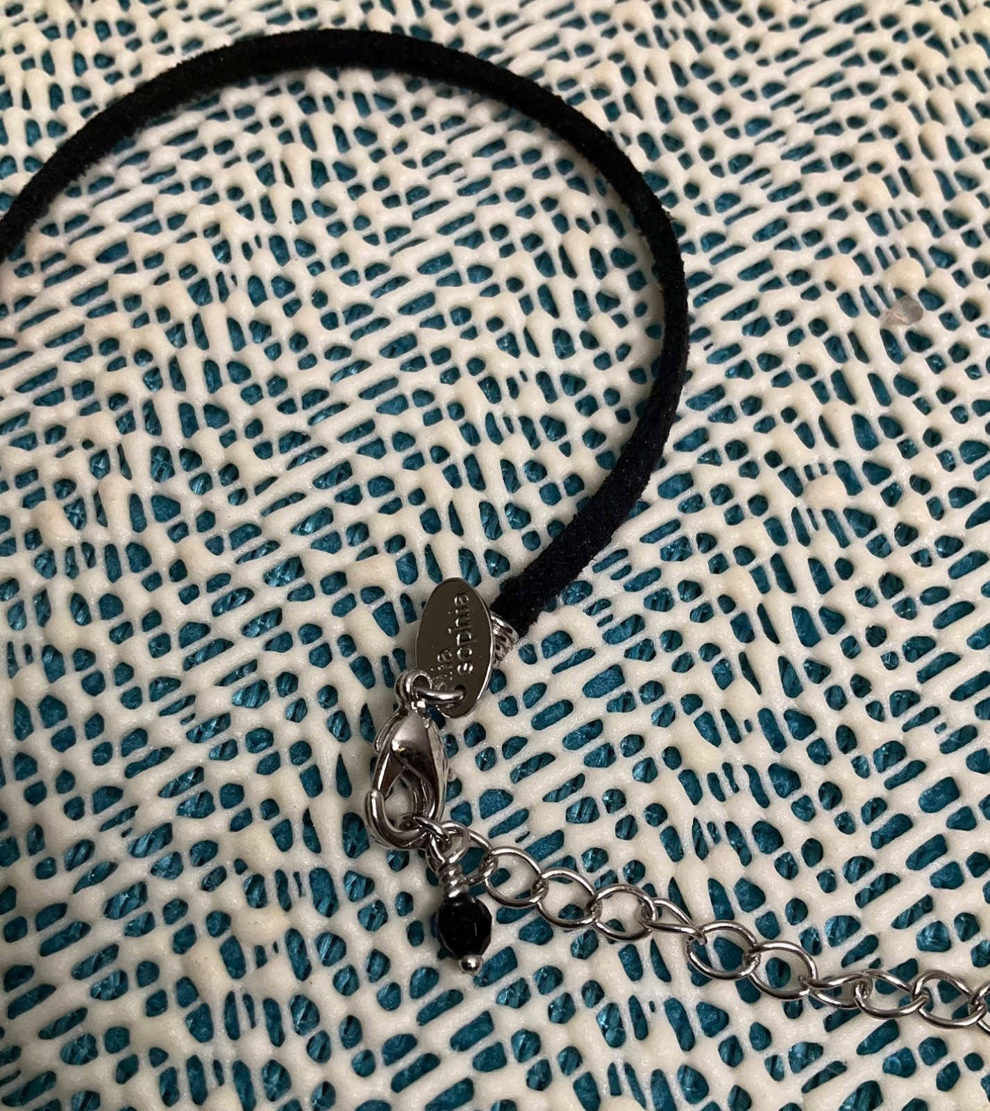 Lia Sophia Pendant Antique Bronze Large Gray Center Stone Black Rope Necklace