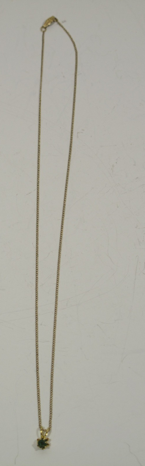VTG 1/2- 12K GF Yellow Gold Chain With Emerald Chip 18″~1.10g~May Birthstone