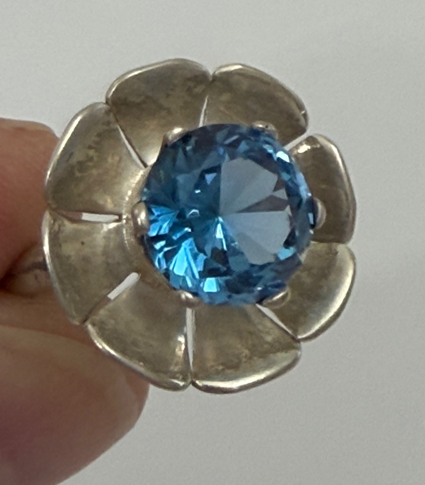 Vintage Silver and Topaz Colored Cocktail Ring, Size ~7, **See Notes**