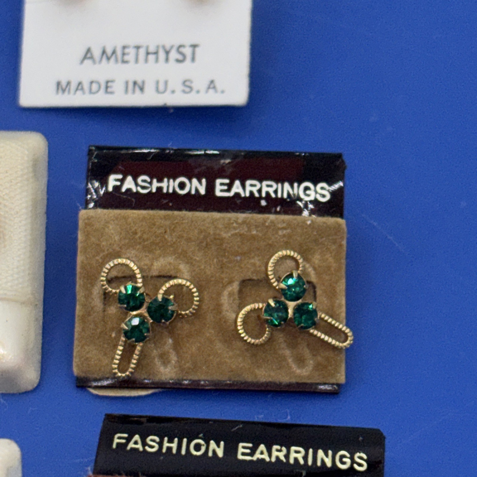Vintage NOS Birthstone Earrings Lot January February May August Pierced
