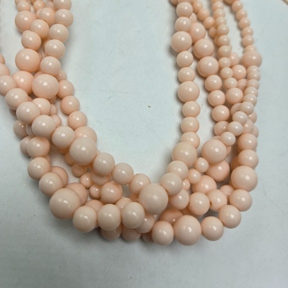 SUGARFIX by BAUBLEBAR Necklace Multi Strand Light Pink Beads Ribbon Tie Back