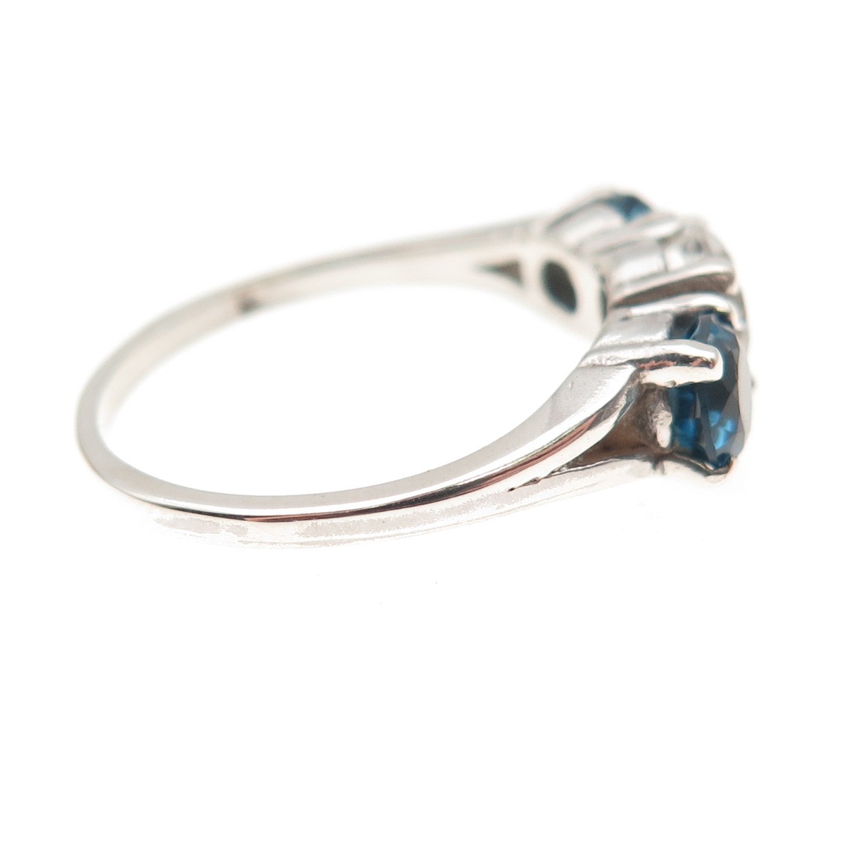 Badavici 925 Sterling Silver Vintage Real London Blue & White Topaz Ring Size 8