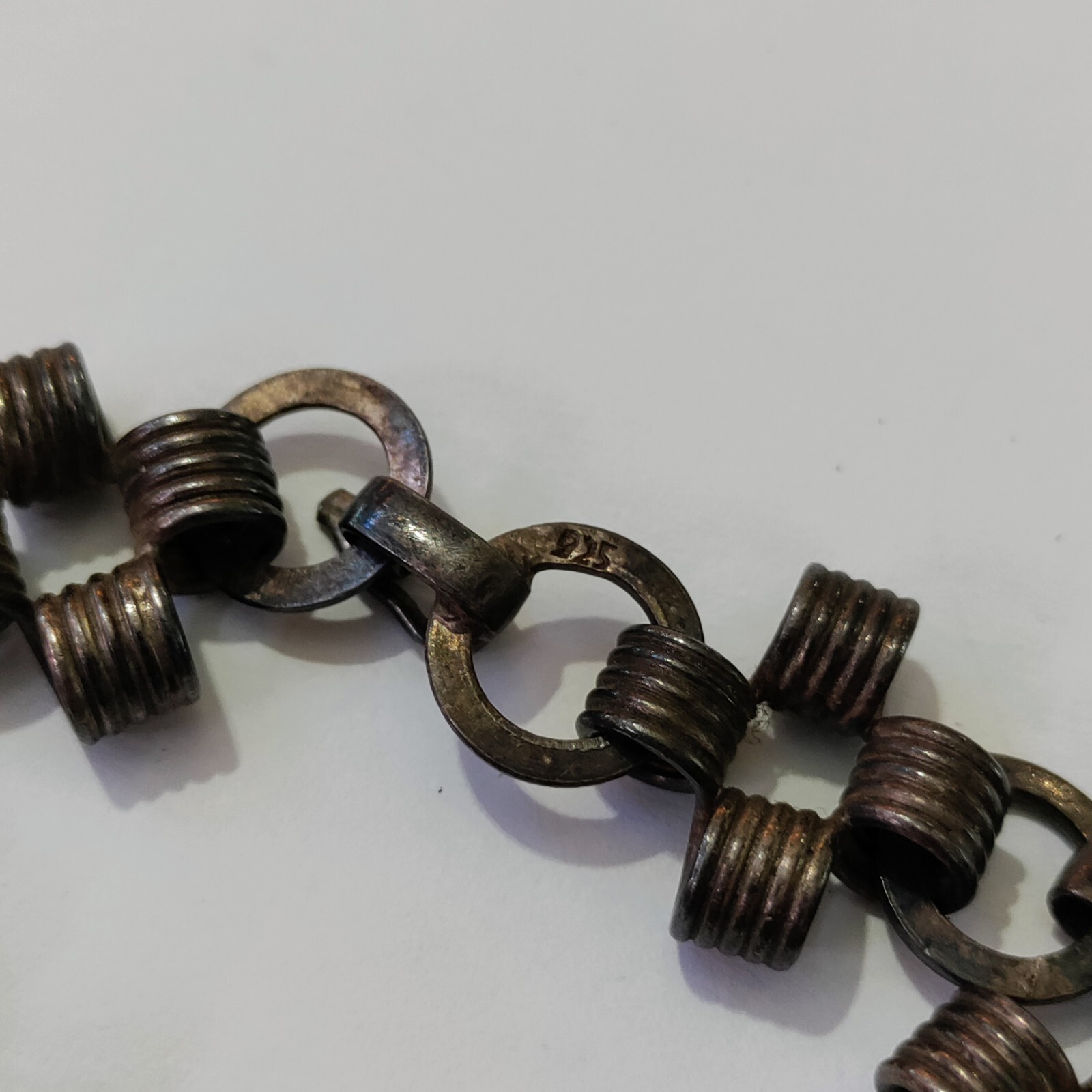 Vintage 925 Sterling Silver Chunky Linked Rings Bracelet Modernist Wire Wrapped