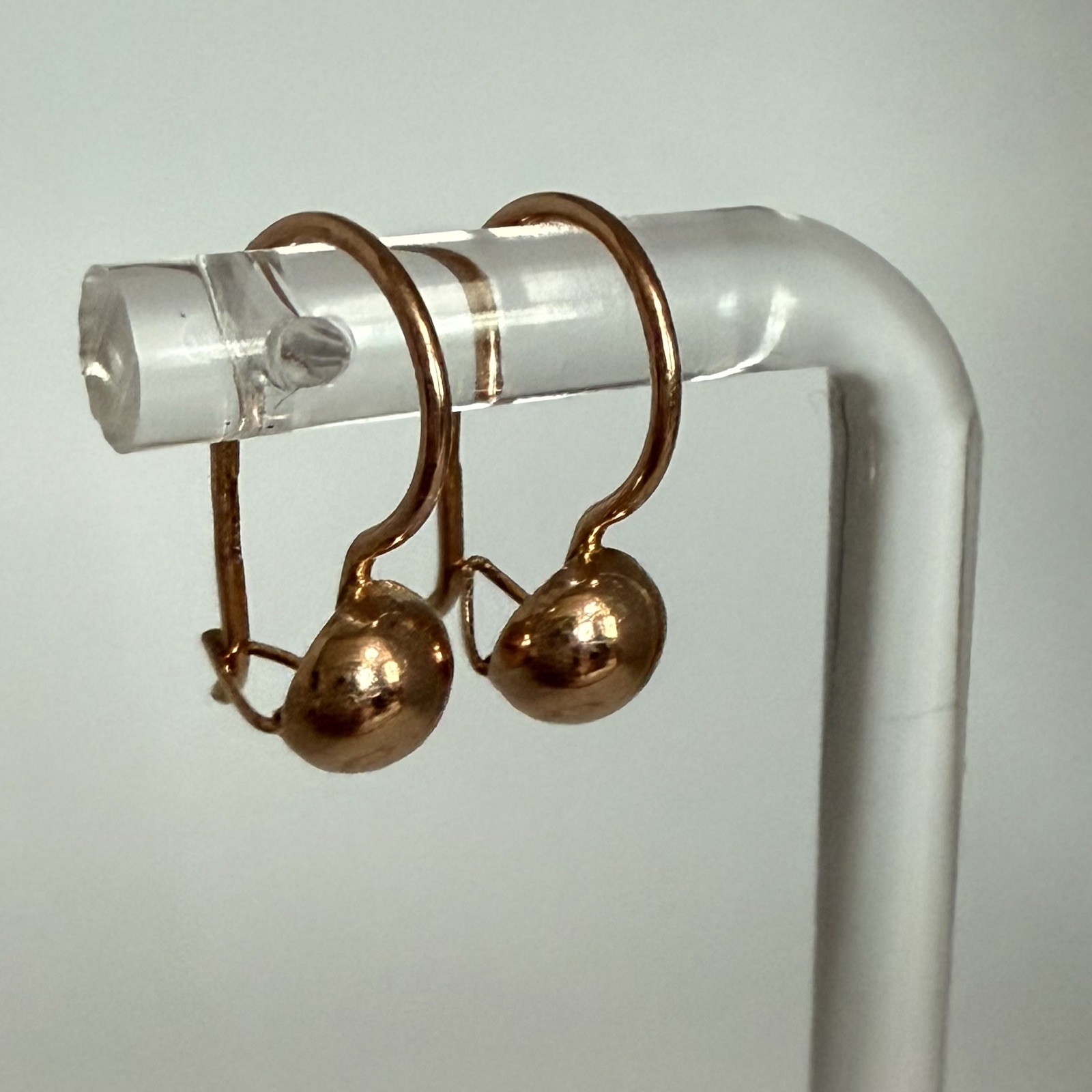 USSR Vintage Soviet Original Rose Gold Earrings 583 14K 1.65g.