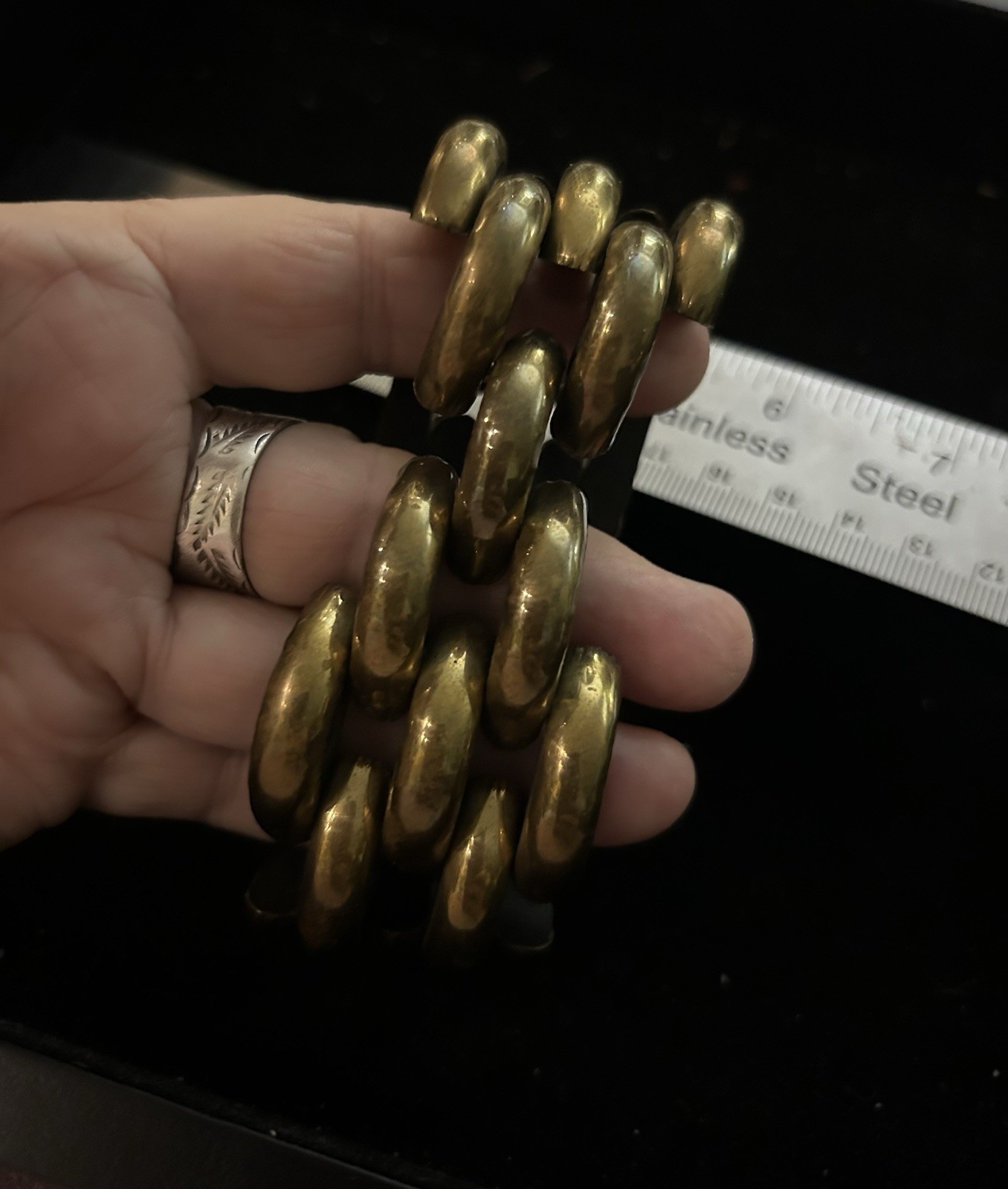 Vintage Bracelet Gerda Lynggaard Monies Resin & Metal Unusual Wide Bracelet