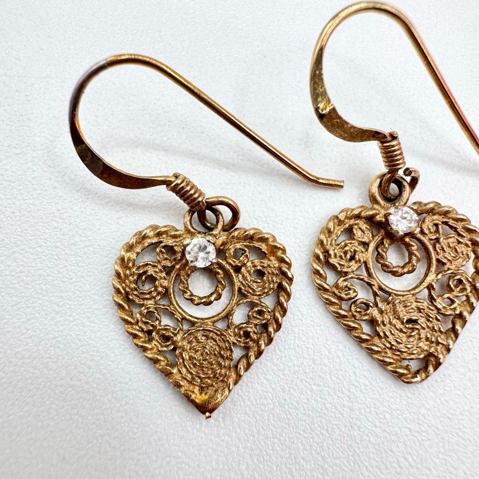 Vintage Cannetille Heart Earrings Delicate Dainty Feminine Romantic For Gifting