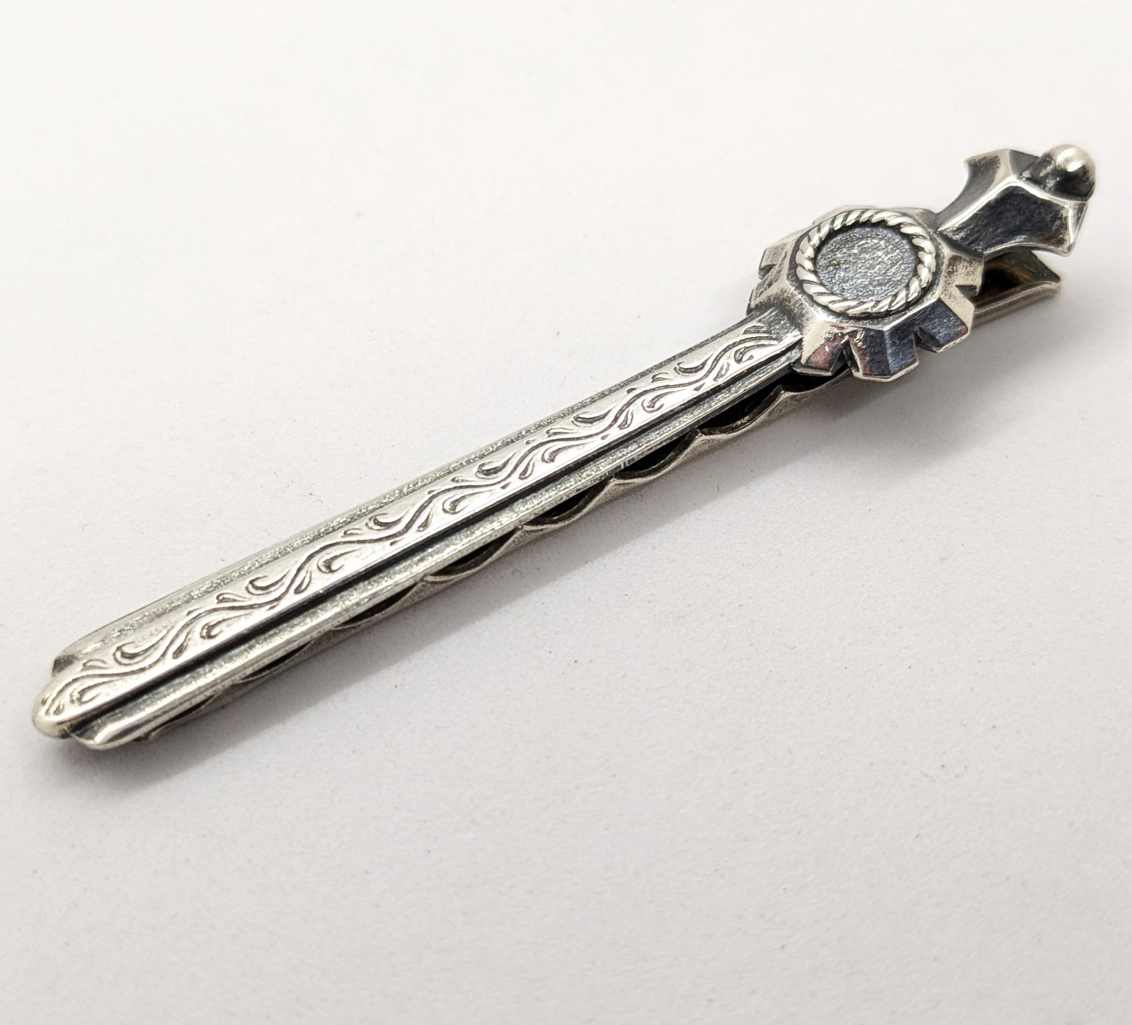 Vintage Luxury Soviet tie Clip made of ⭐875 Silver with the Star USSR hallmark#4