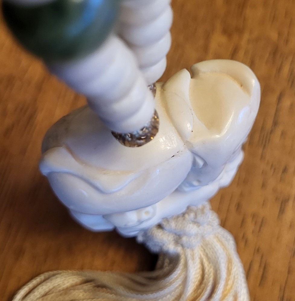 Vintage Ox & Calf Celluloid Netsuke Bead Tassel Necklace 22 Inches 5.5 Inch Drop