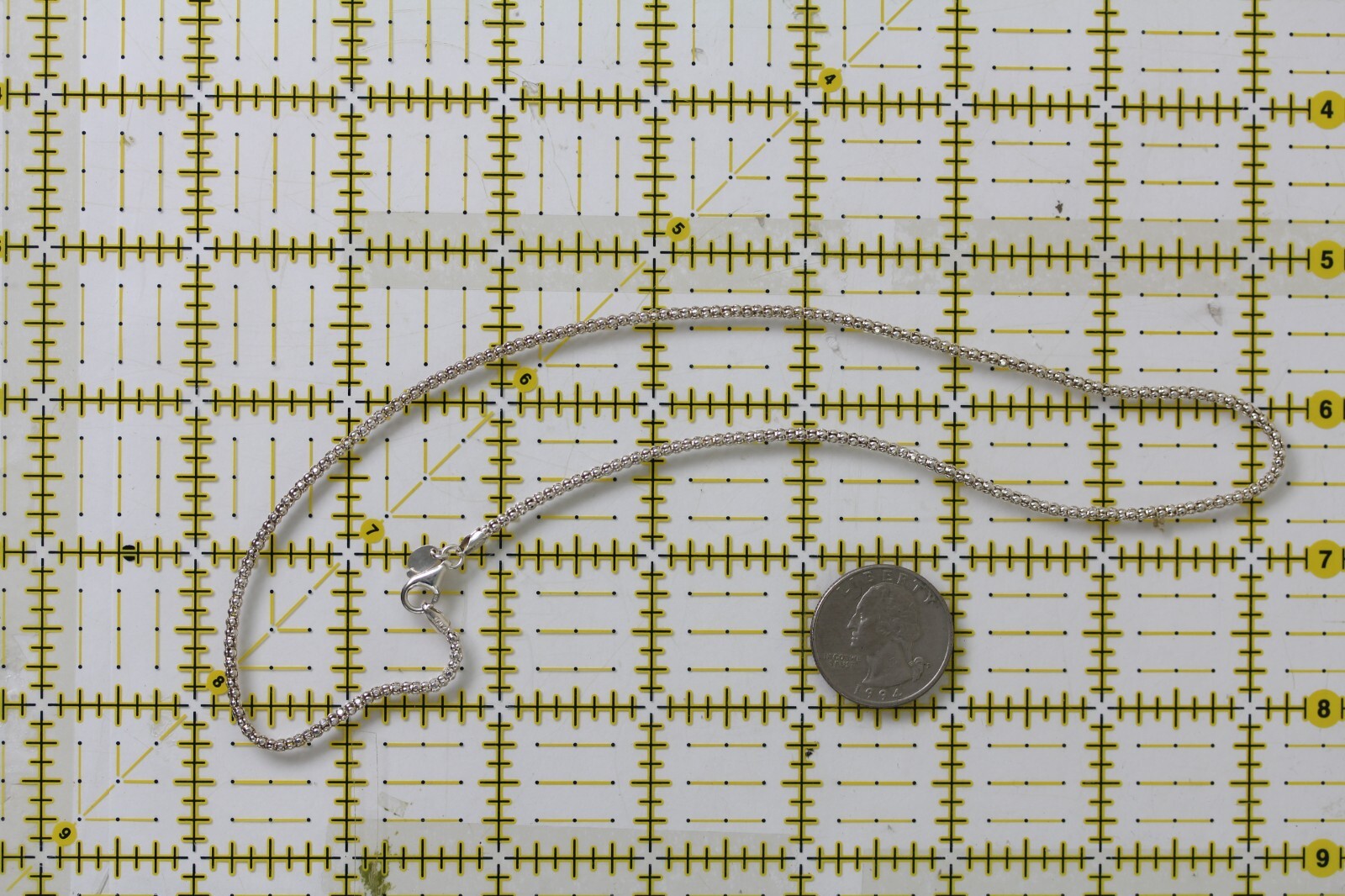 VINTAGE POPCORN STERLING SILVER 925 CHAIN LINK NECKLACE 17.75″ STAPLE LAYER