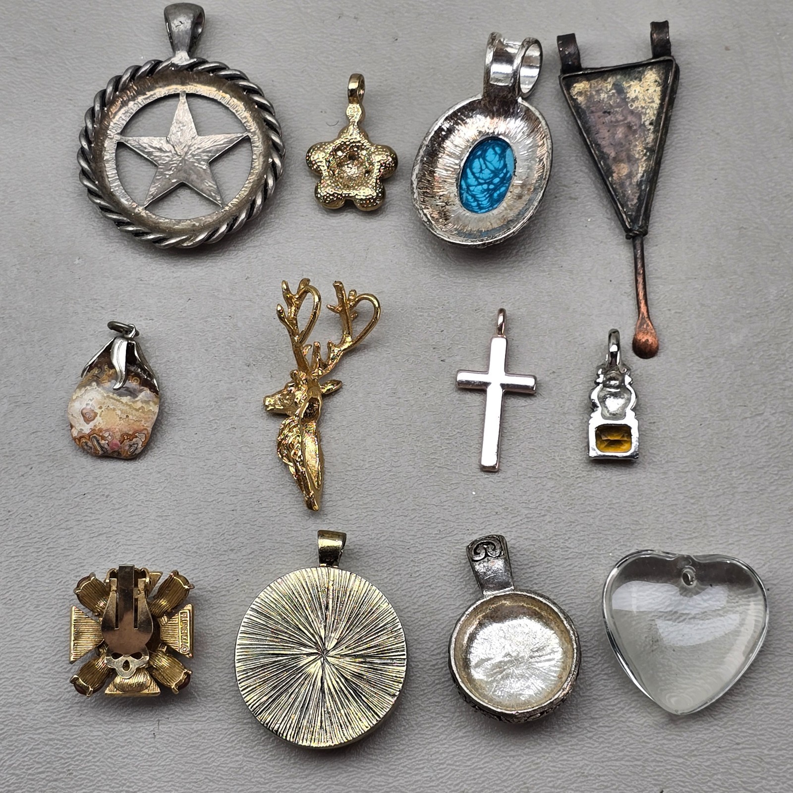Vintage Pendant Lot 12 Pieces Mixed Styles Modern Rustic Glass Crystal Florenza