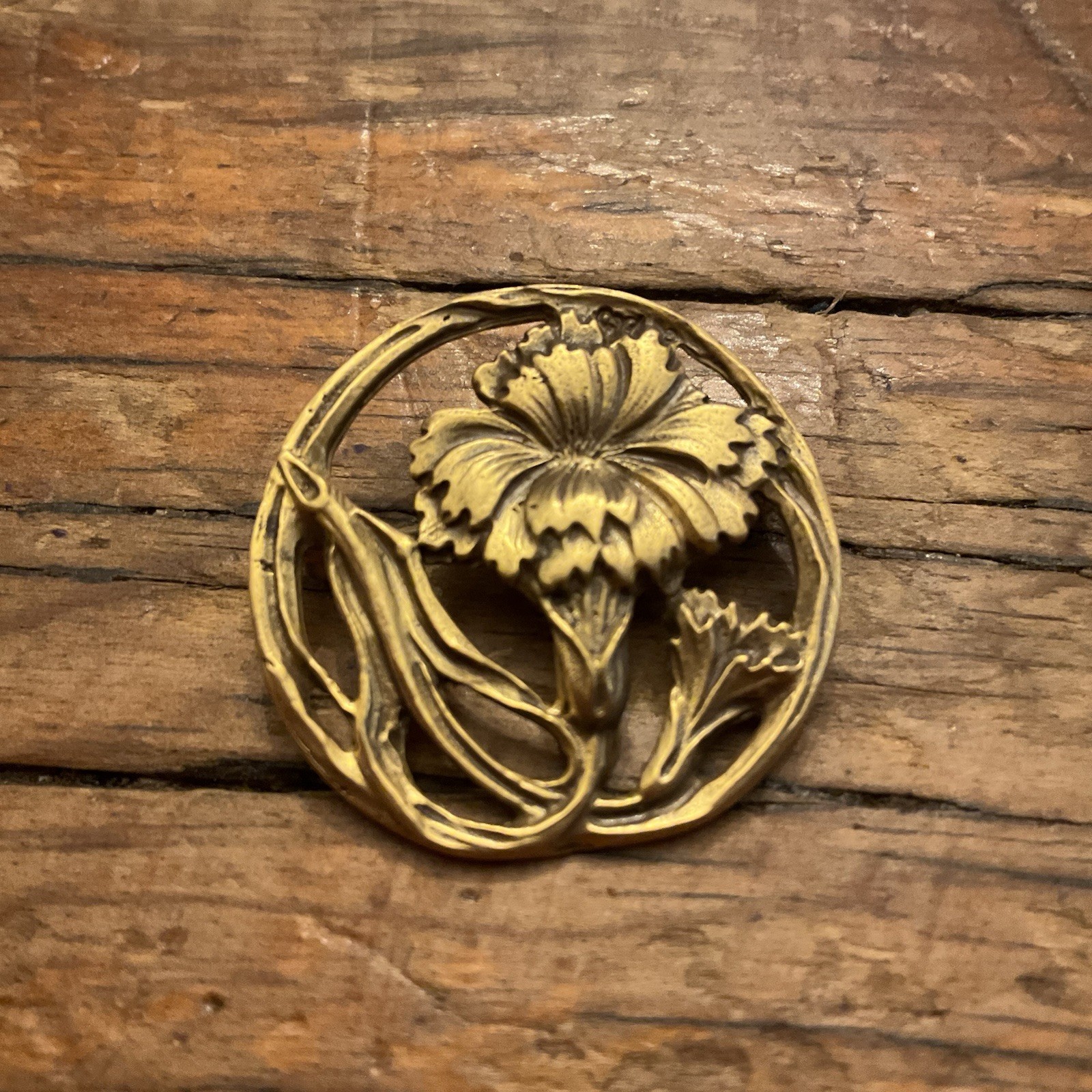 Vintage Alva Studios Floral Flower Garden Gold Tone Pin Brooch~1 1/4 Inches