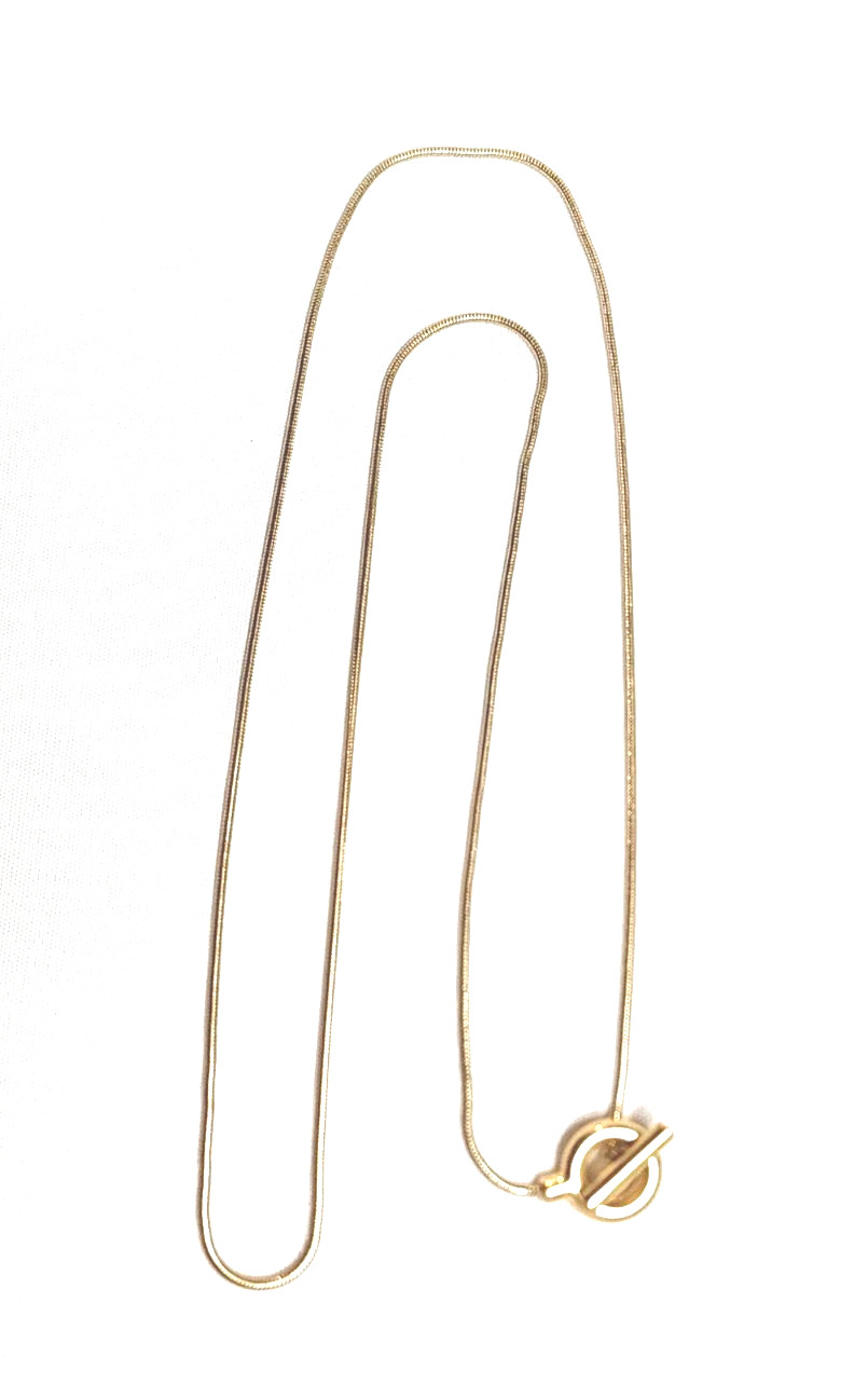 Matte Gold-Tone Snake Serpentine Chain Necklace Toggle Pendant Closure 27″ EUC