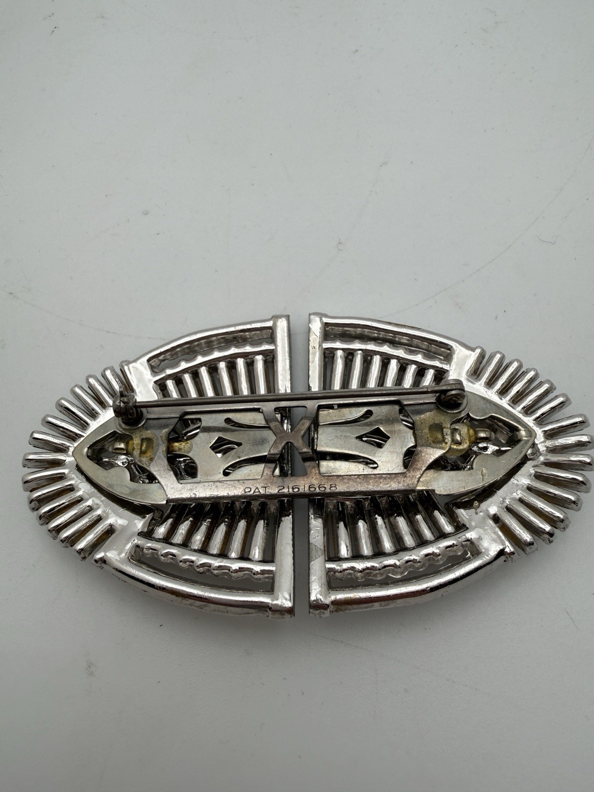 Vintage Art Deco Rhinestone Brooch Dress Clip Mechanism Pat 2161668