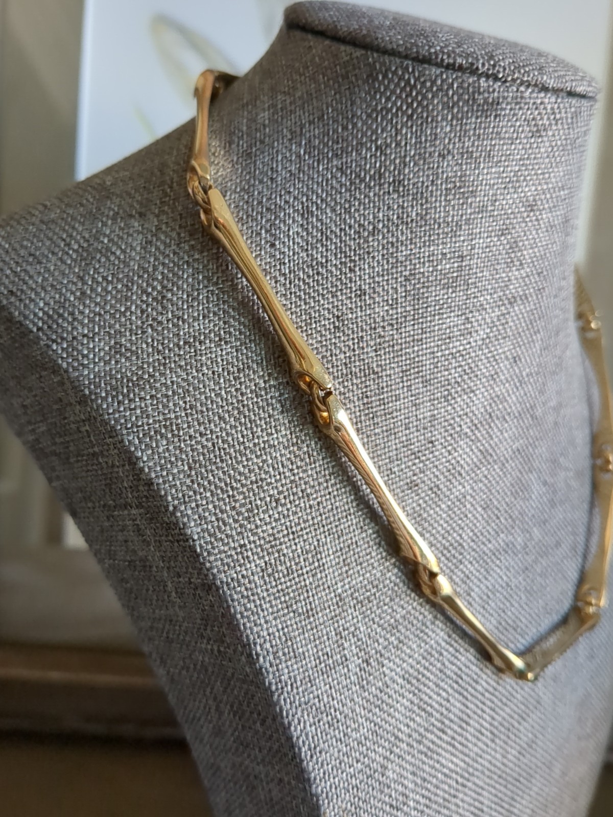 Vintage Gold Tone Bar Necklace Link Chain Bar Necklace 16″