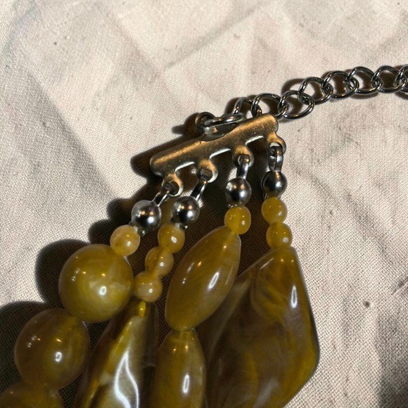 Vintage Style 4 Strand Marbled Honey Lucite Resin Statement Necklace