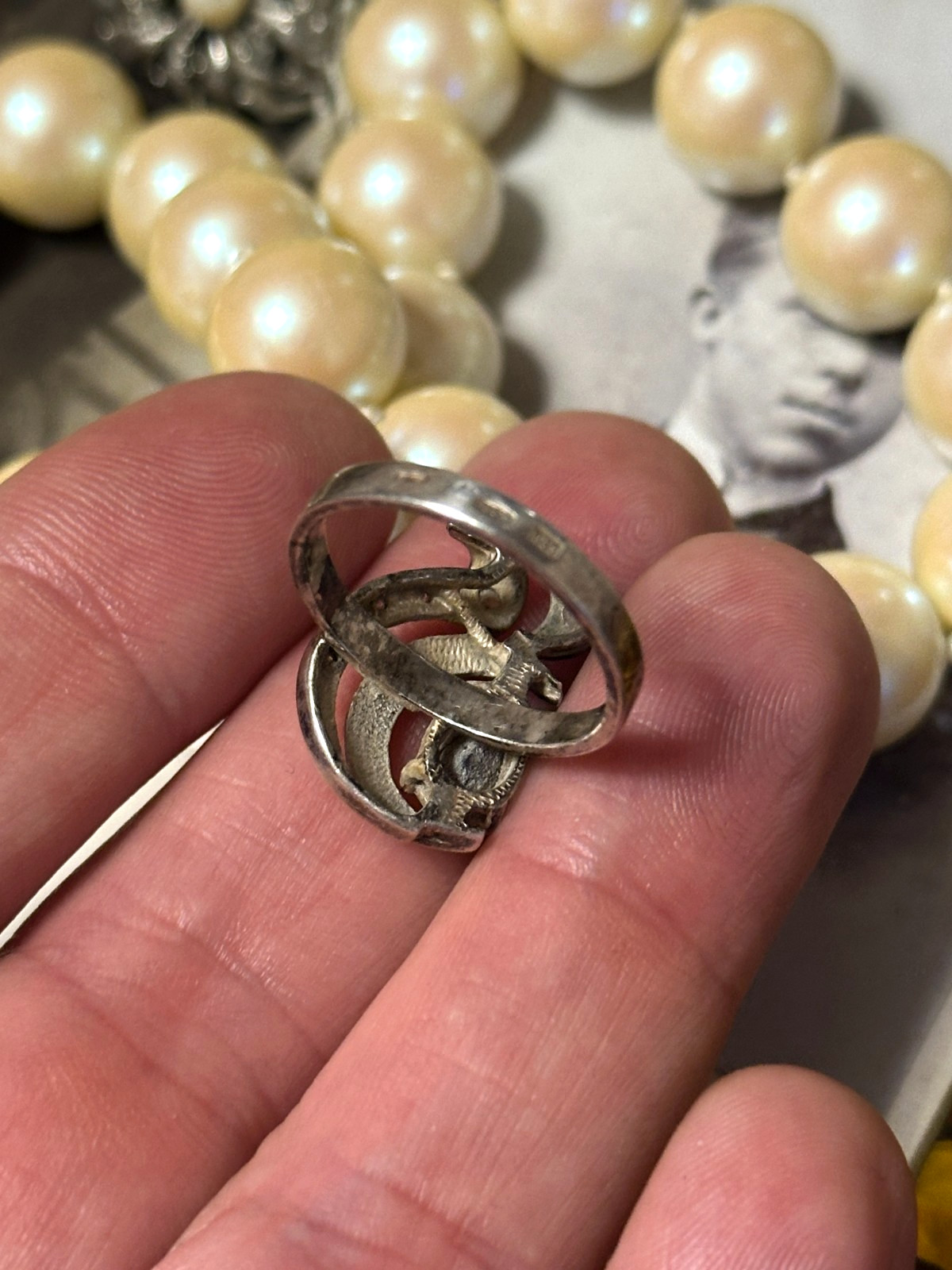 vintage Women’s ring jewelry SILVER 875 red stone Soviet RING USSR
