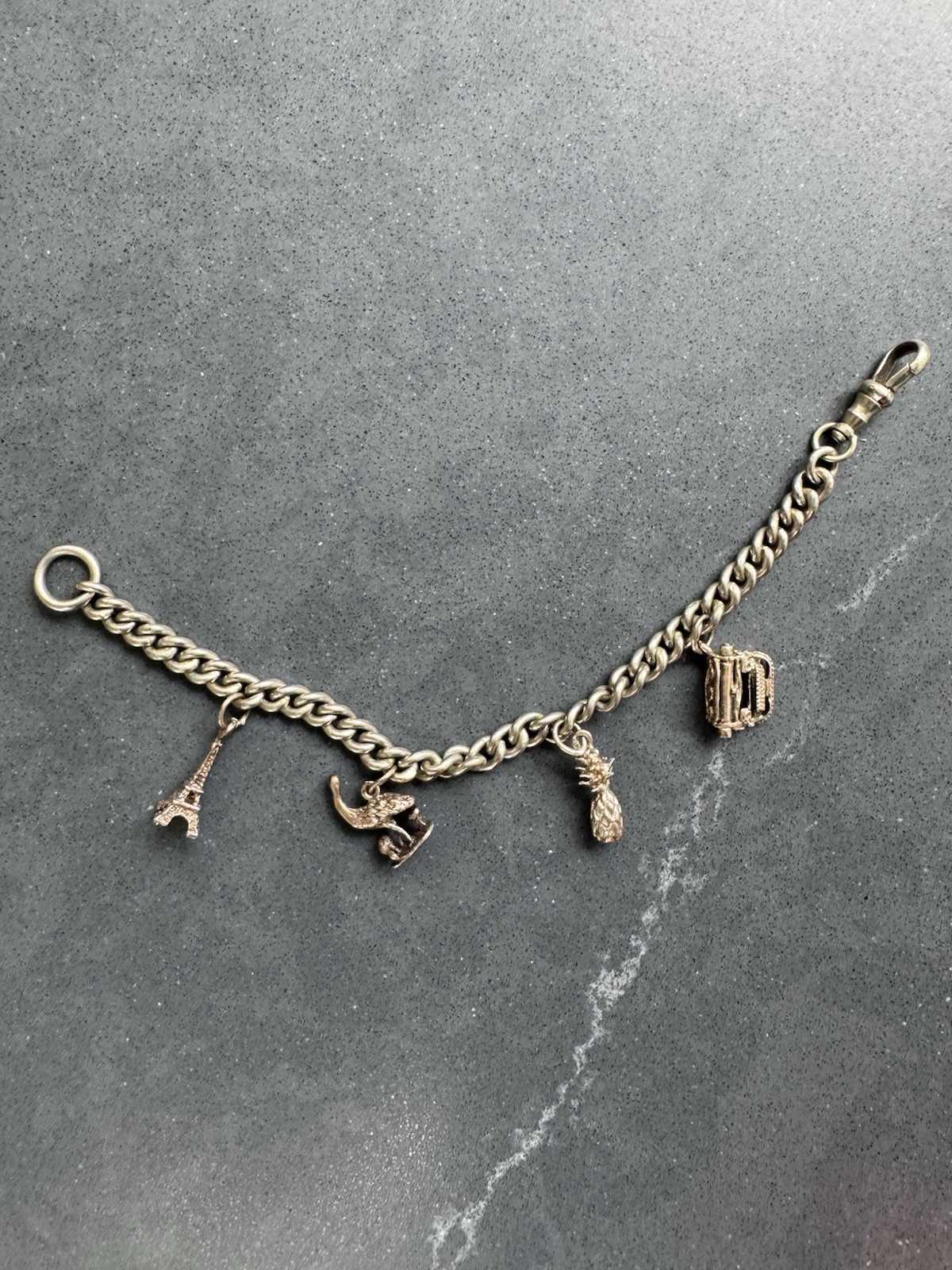 Vintage 4 charm silver bracelet