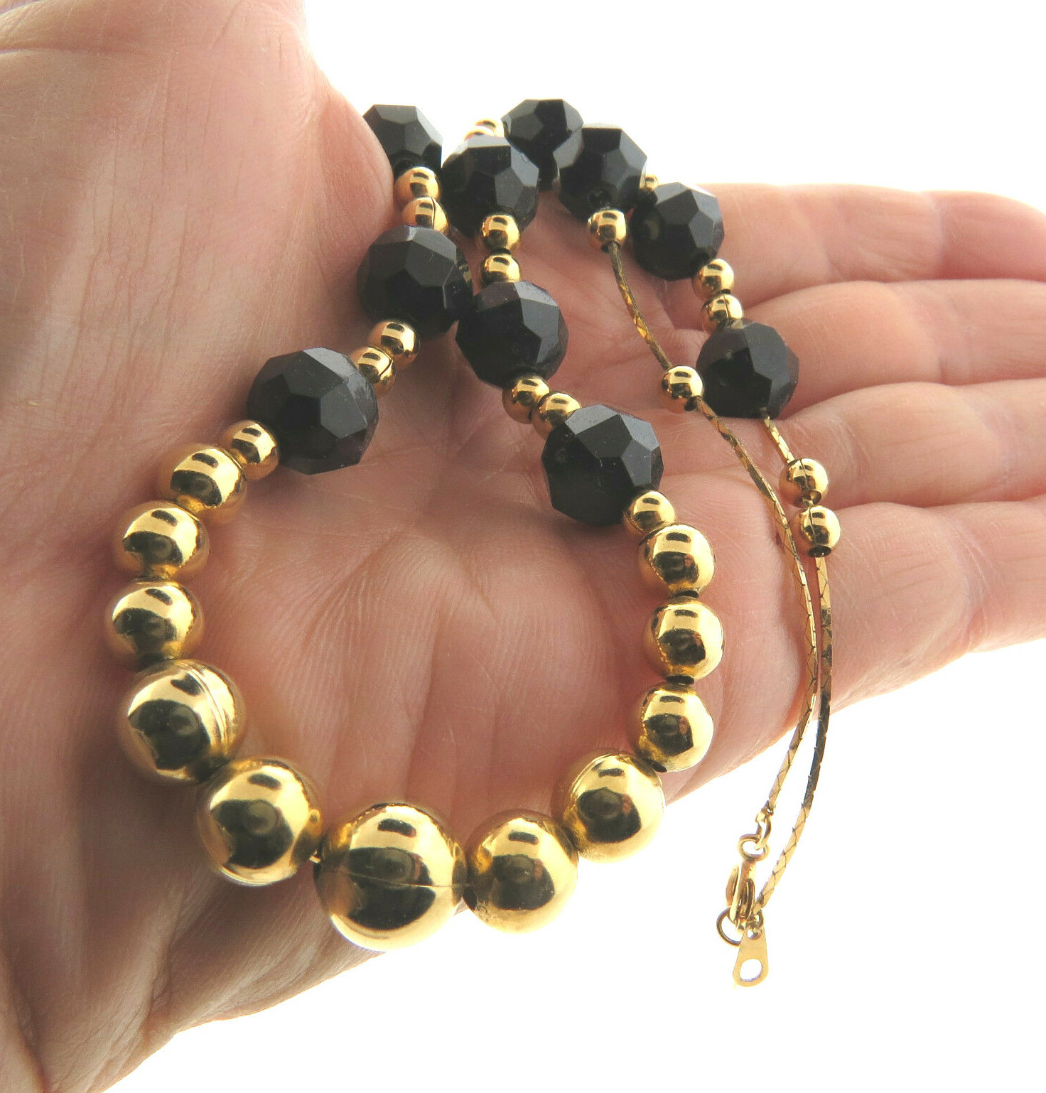 Park Lane Beaded Necklace in Black Gold 10 mm 17.5″